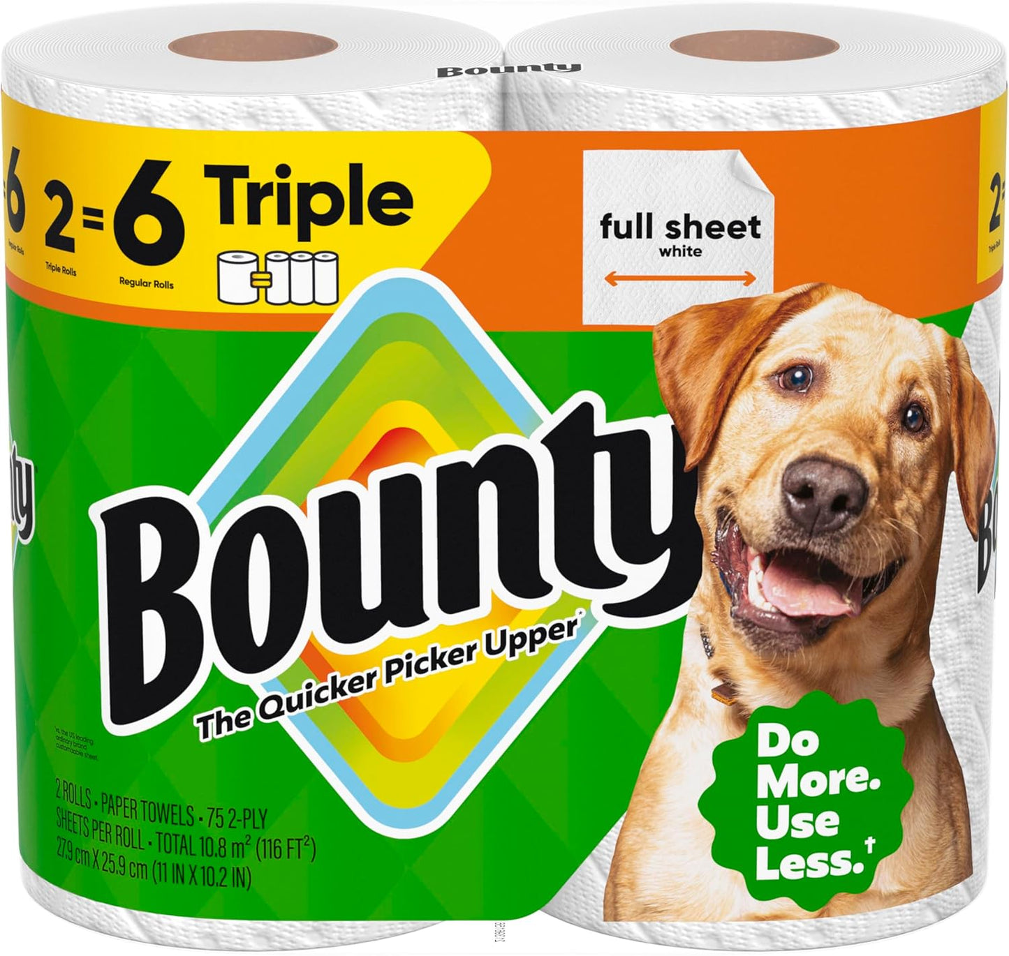 Bounty-Full-Sheet-Paper-Towels,-White,-2-Triple-Rolls-=-6-Regular-Rolls-(Packaging-May-1715