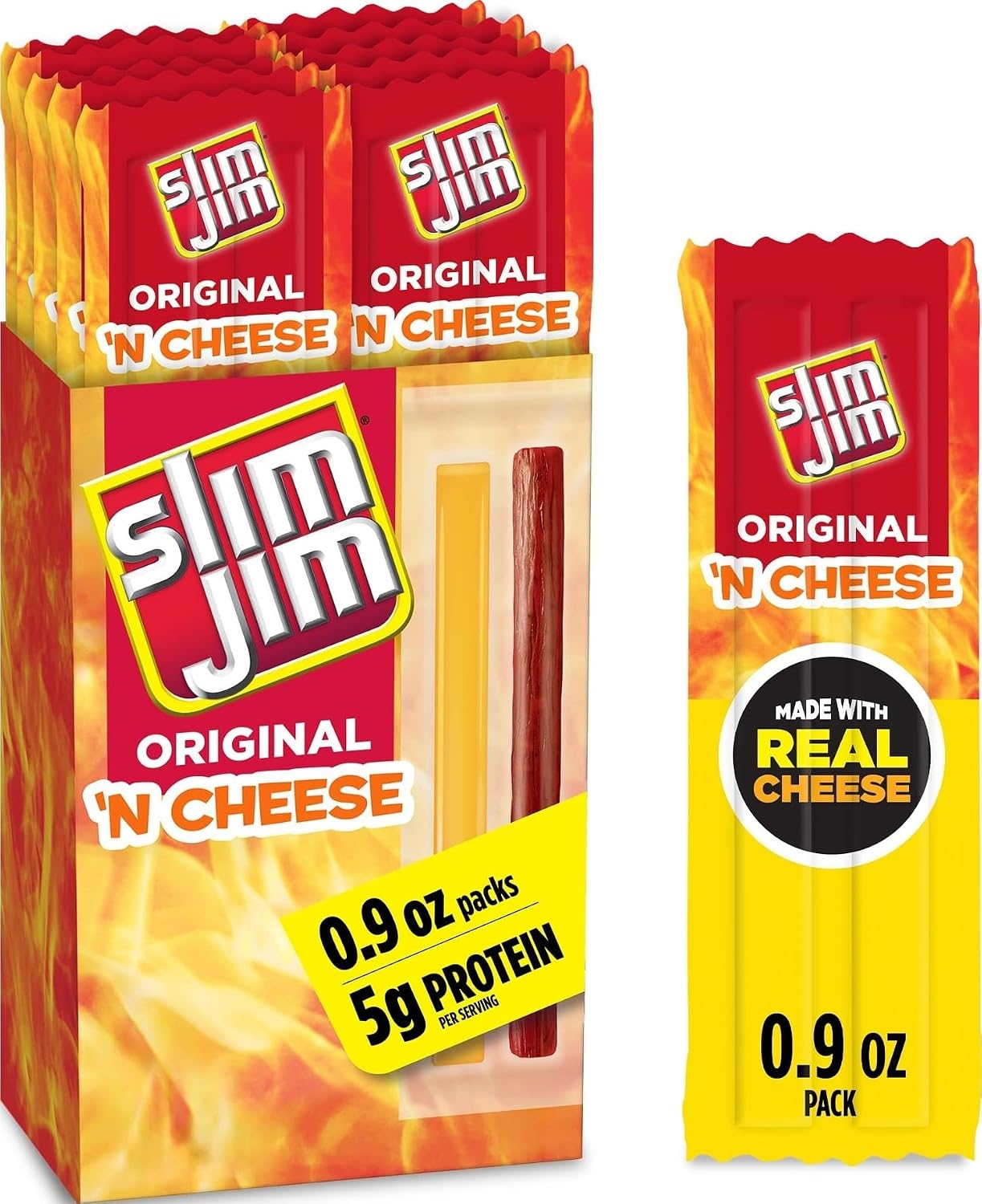 Slim-Jim-Smoked-Meat-Jerky-Snack-Sticks-&-Cheese,-Original,-0.9--oz.,-10-ct---2217