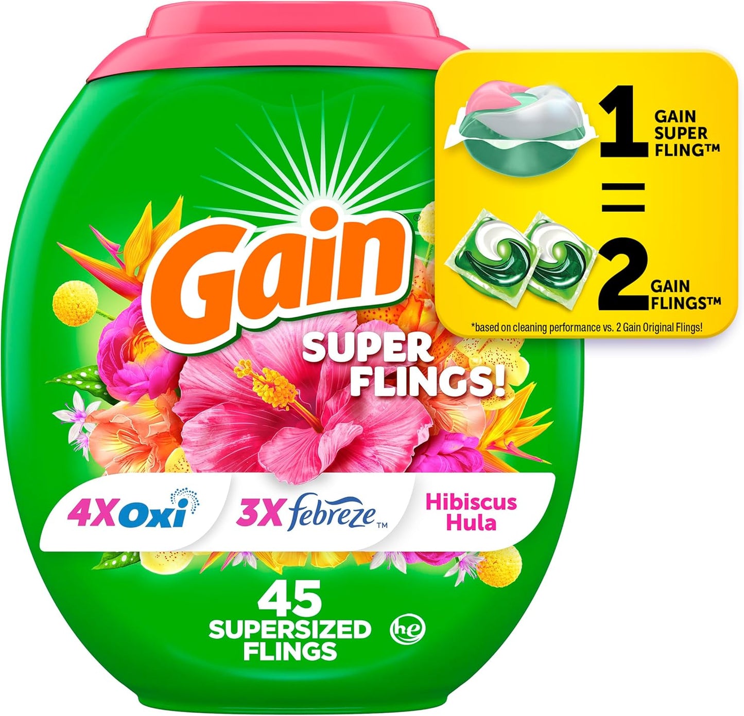 Gain-Super-Sized-Flings-Laundry-Detergent-Pacs,-45-Count,-Hibiscus-3994