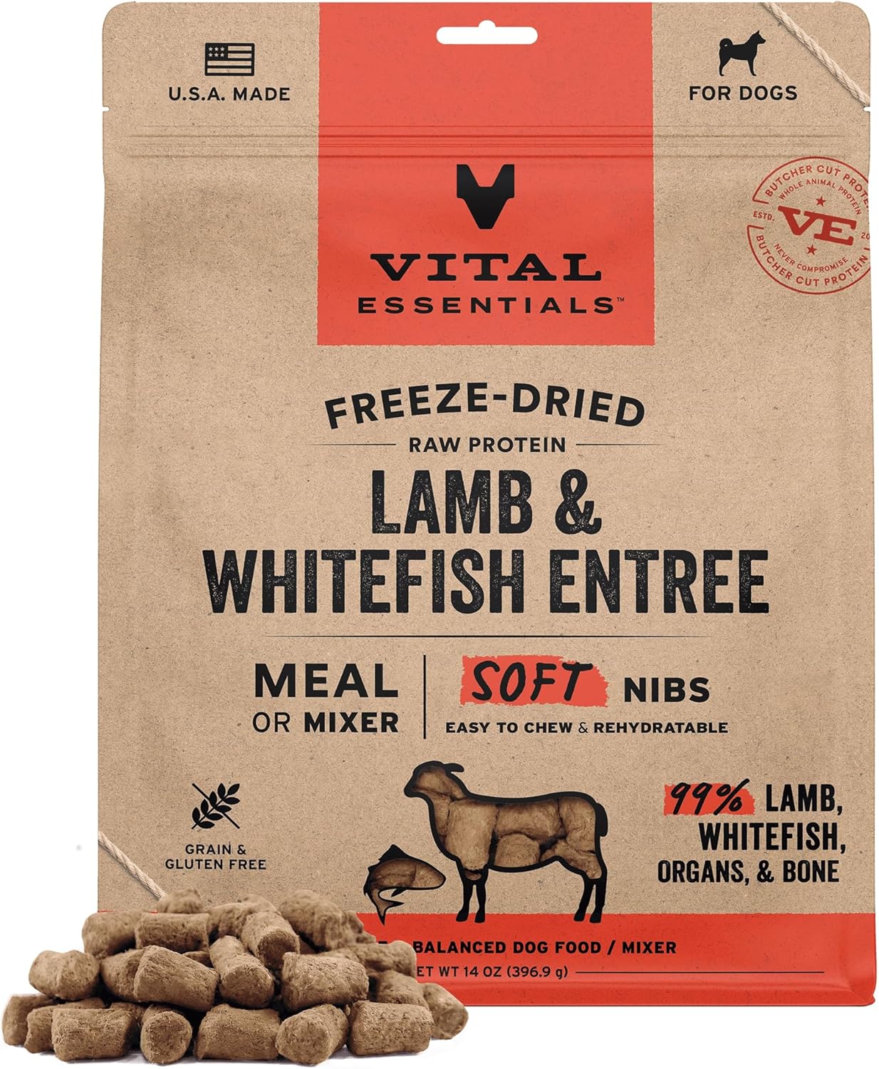 Vital-Essentials-Freeze-Dried-Dog-Food,-Raw-Lamb-&-Whitefish-Soft-Nibs-|-2043