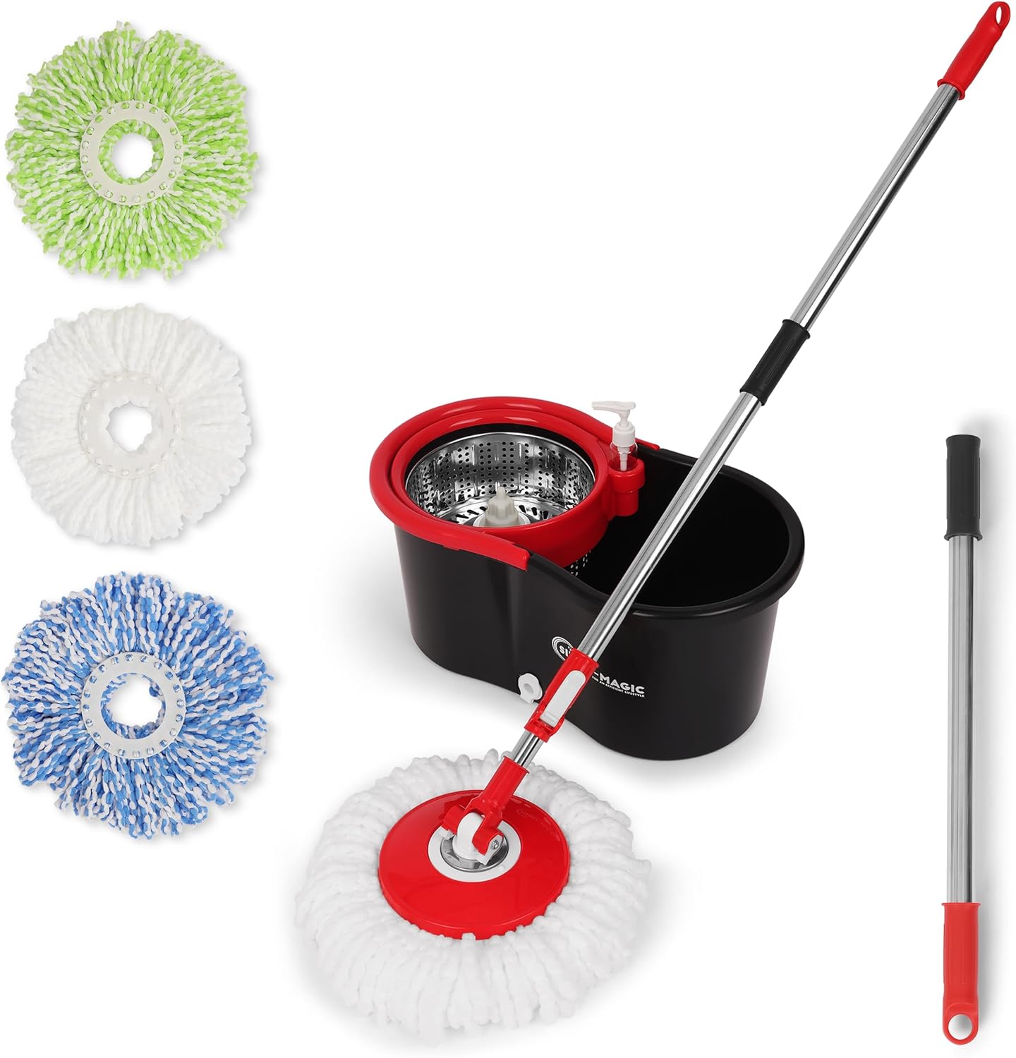 Simpli-Magic-Spin-Mop-and-Bucket-with-Wringer-Set,-360°-Spinning-3952