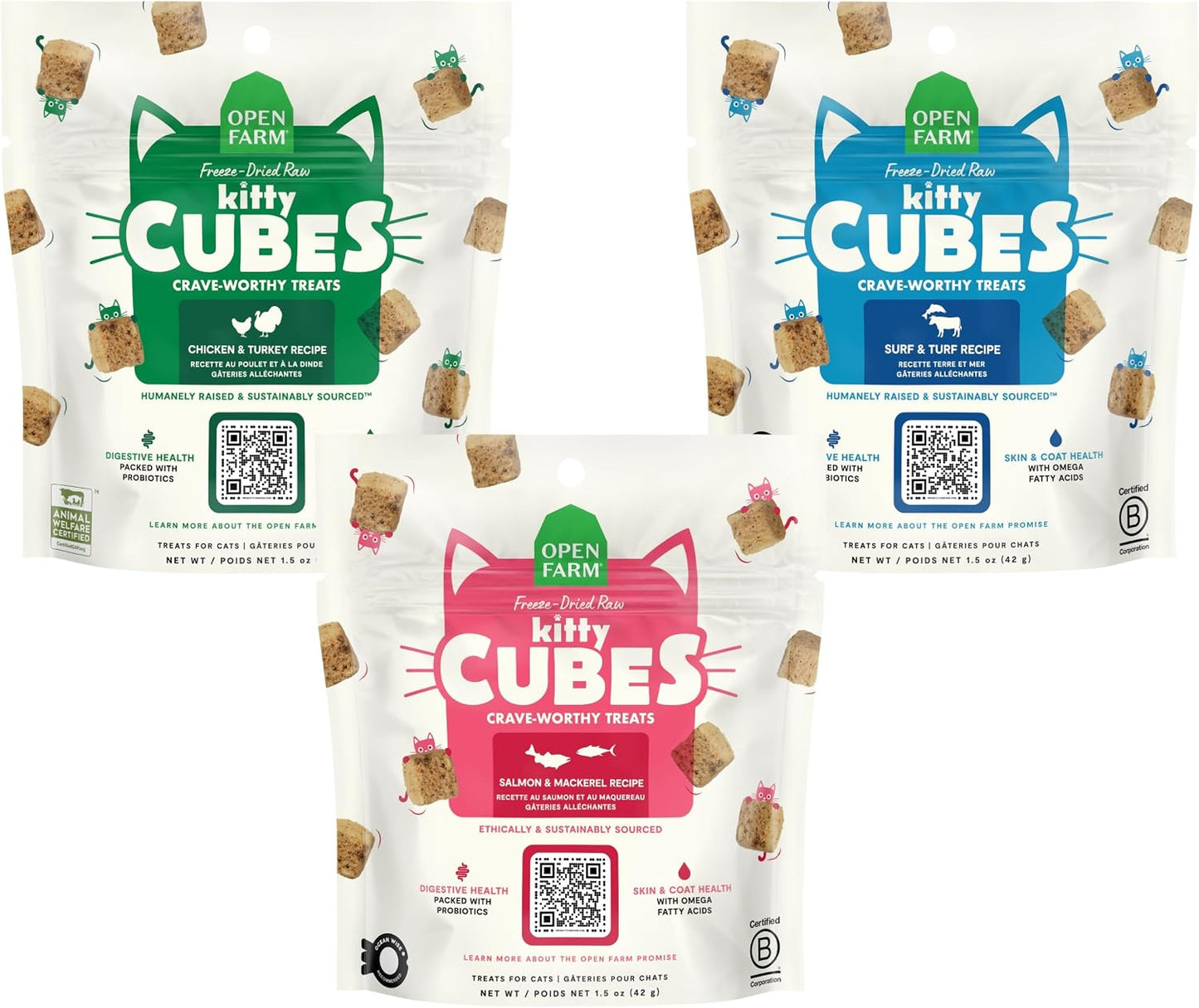Open-Farm,-Kitty-Cubes-Sampler-Pack,-Freeze-Dried-Raw-Cat-Treats,-High-Protein-with-279
