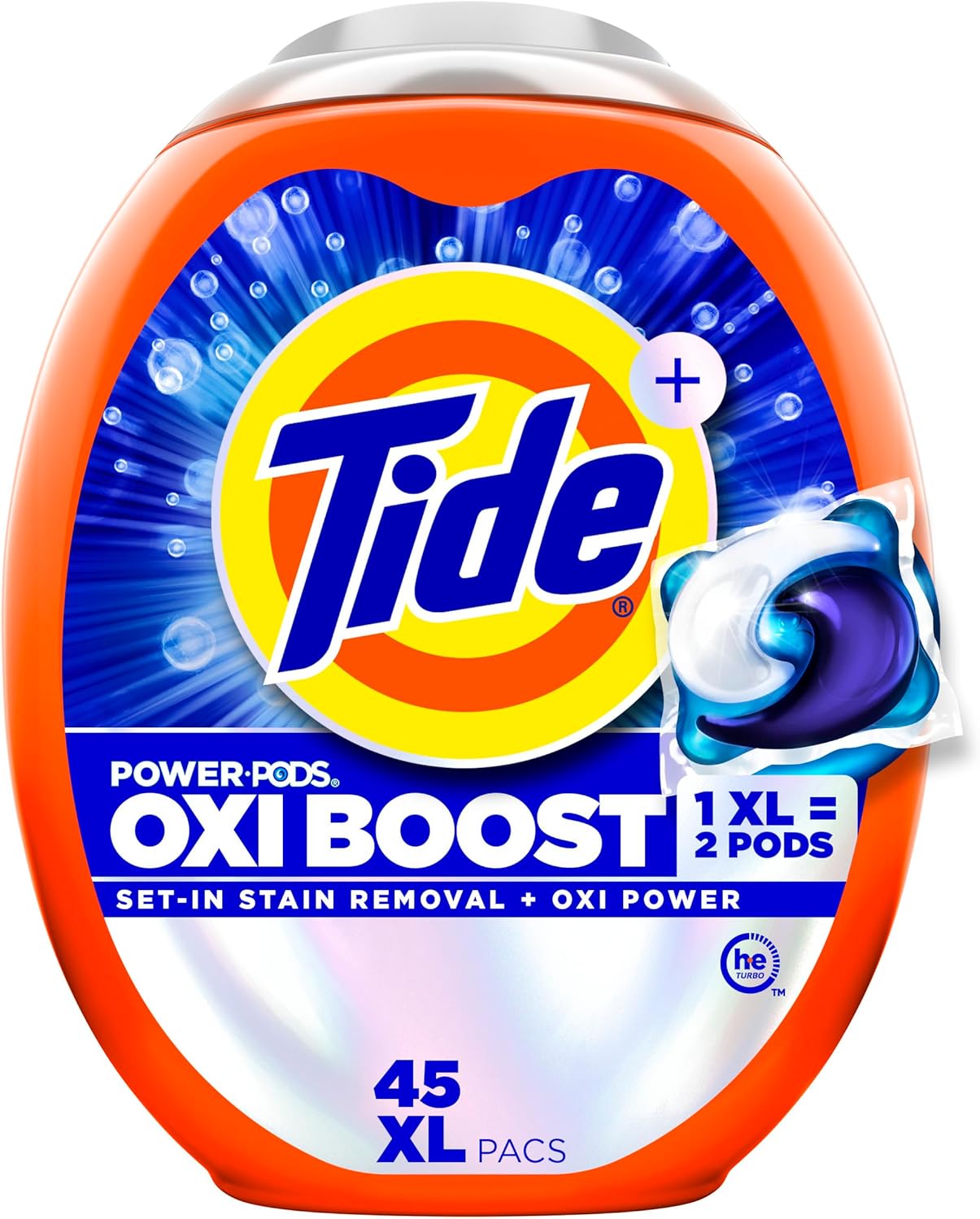 Tide-Oxi-Boost-Power-PODS-Laundry-Detergent-Pacs,-45-Count,-Set-In-Stain-1612