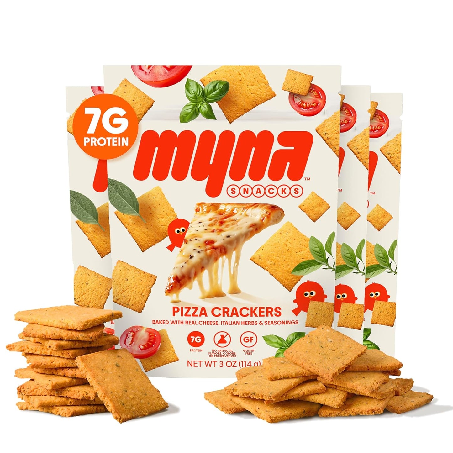 Myna Pizza Crackers paquete de 4 bolsas de 3 oz