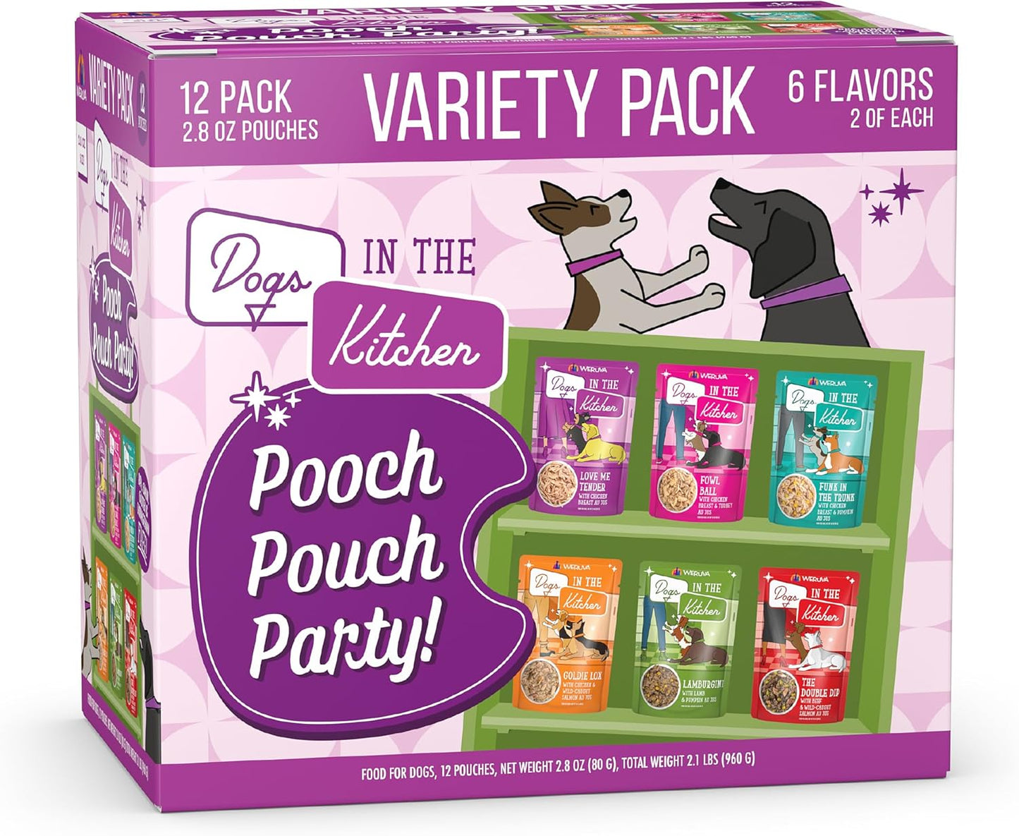 Weruva-Dogs-in-The-Kitchen,-Variety-Pack,-Pooch-Pouch-Party!,-Wet-Dog-Food,-2336