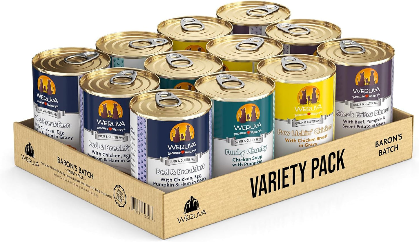Weruva-Classic-Dog-Food,-Variety-Pack,-Baron's-Batch,-Wet-Dog-Food,-14oz-Cans-2326