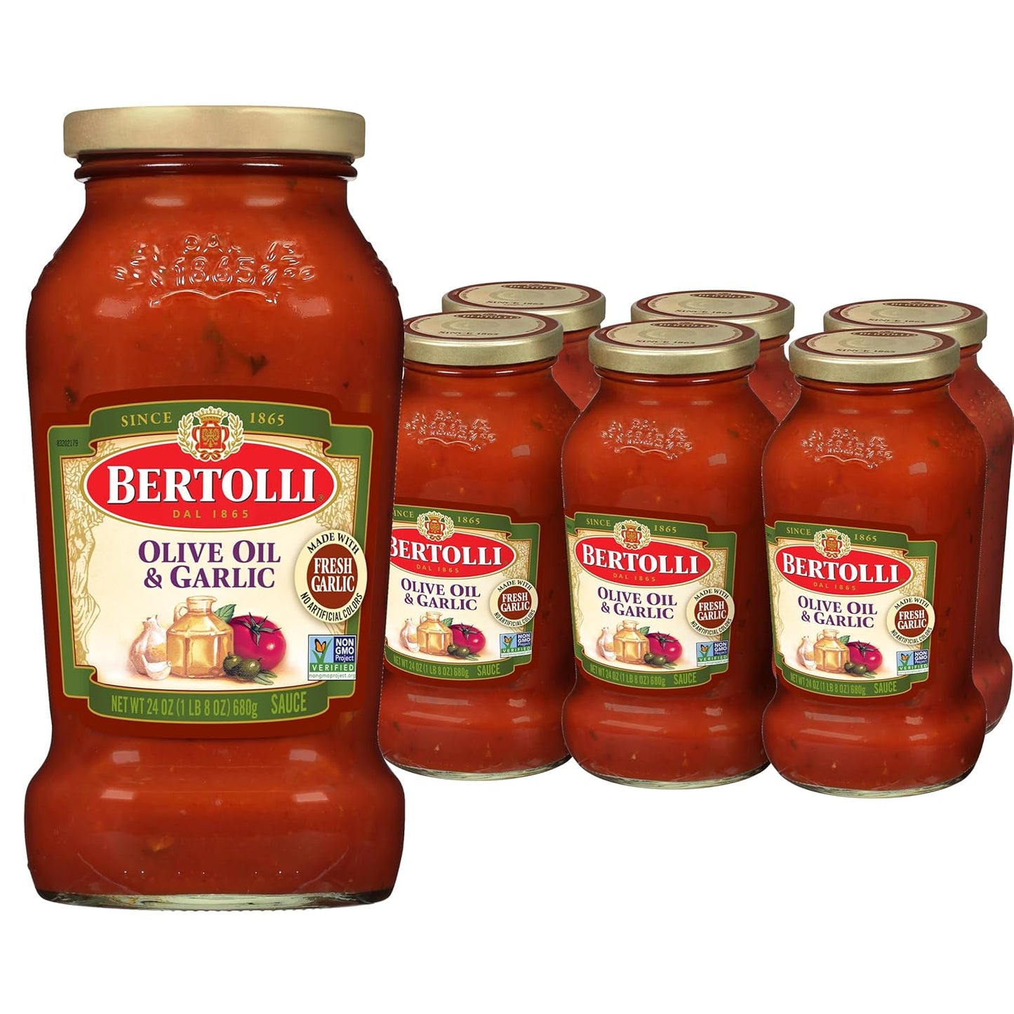 Bertolli-Pasta-Sauce-with-Olive-Oil-and-Garlic,-Spaghetti-Tomato-Sauce,-24-817
