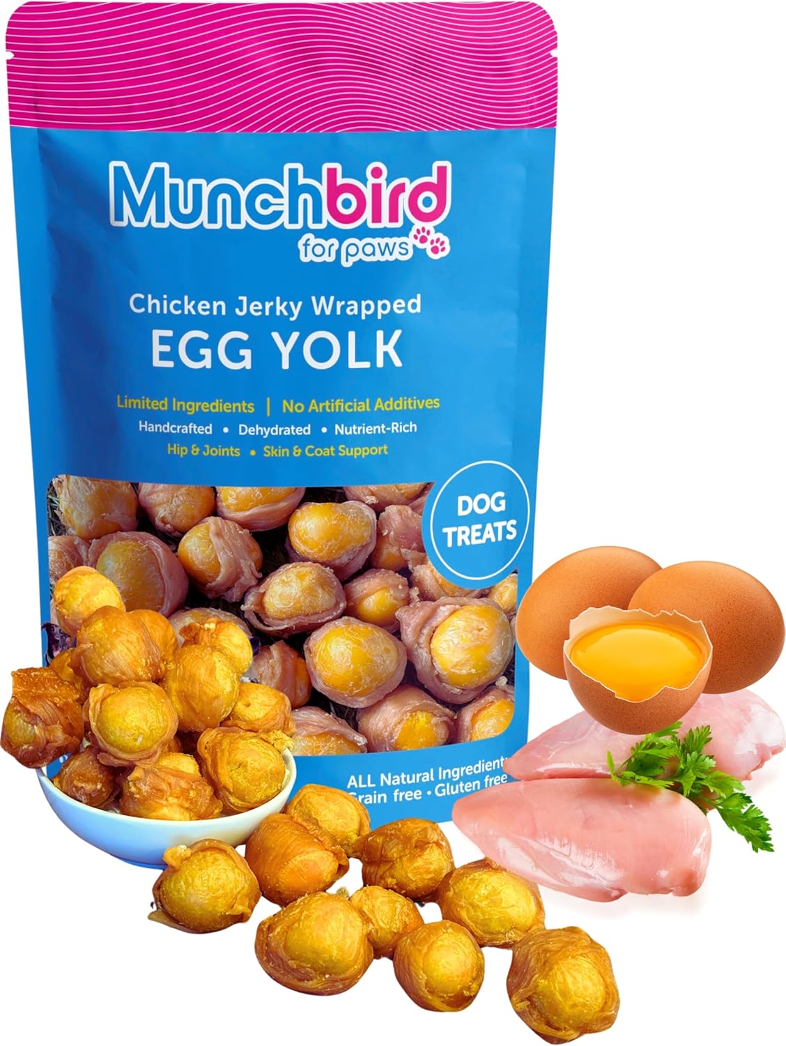 Munchbird-Dehydrated-Chicken-Jerky-Wrapped-Egg-Yolk-Dog-Treats,-high-Protein-Dog-Topper-331