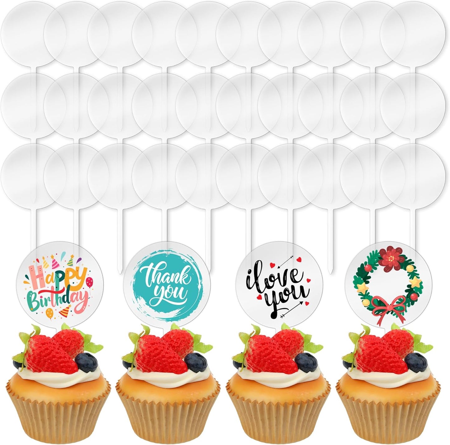 Blank-Acrylic-Cupcake-Toppers,-50-Packs-Round-Cupcake-Topper-with-Sticks,-DIY-Table-Signs,-1025