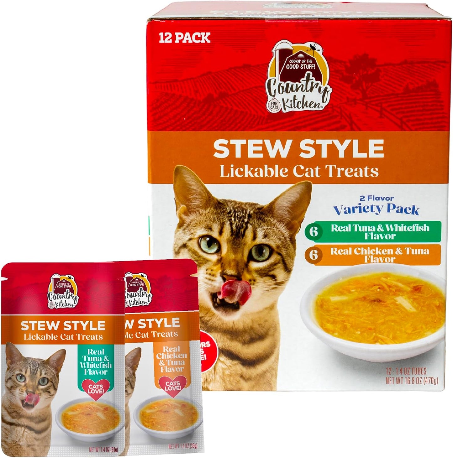 Country-Kitchen-Stew-Style-Lickable-Cat-Treats,-2-Flavor-Variety-Pack,-Includes-Tuna-&-300