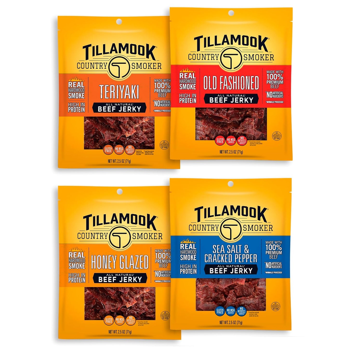 Tillamook-Country-Smoker-Real-Hardwood-Smoked-Beef-Jerky-Variety-Pack,-2.5--Ounce-(Pack-of--32