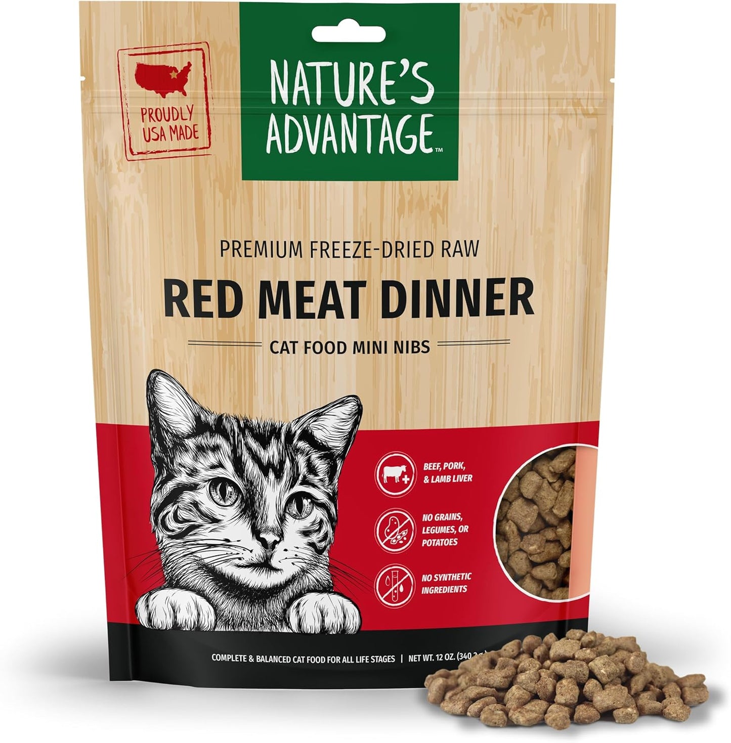 Nature's-Advantage-Freeze-Dried-Raw-Red-Meat-Dinner-Cat-Food-Mini-Nibs,-oz-Grain-High396