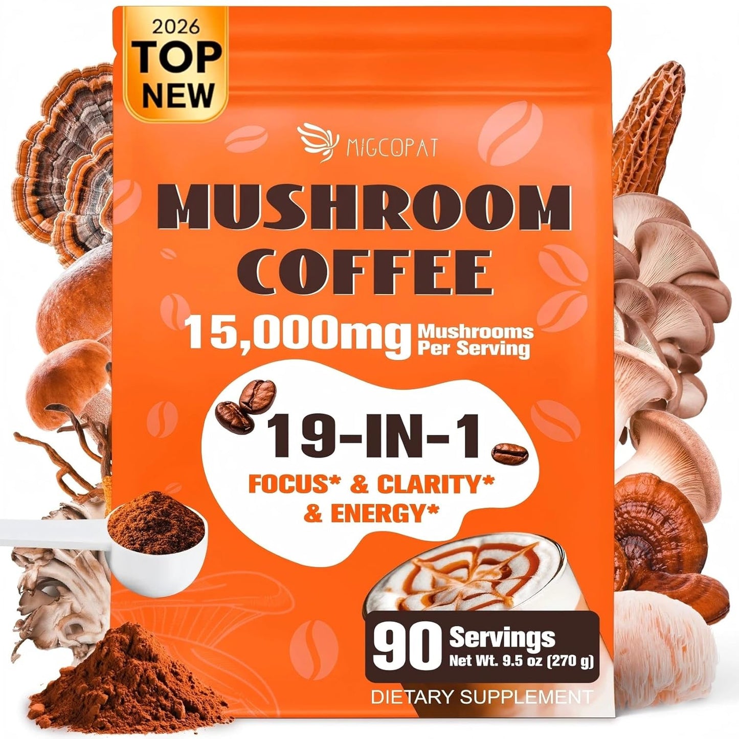 Migcopat-19-in-1-Mushroom-Coffee,-90-Servings,-Mushroom-Blend-with-Turkey-Tail,-Cordyceps,-Reishi,-2517