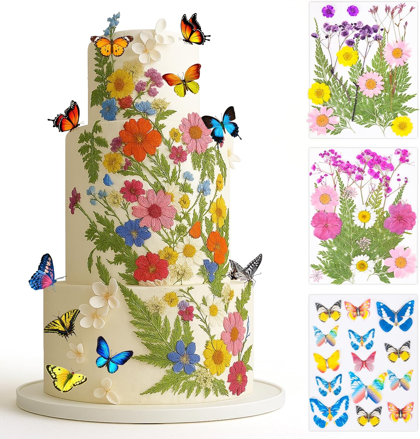 Rylenor-50-Pcs-10-Kinds-Real-Natural-Edible-Wildflower-Cake-Toppers-&-Butterflies-Cake-779