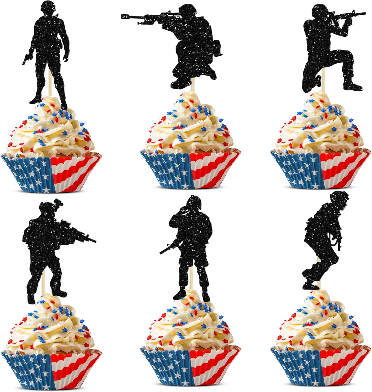 Gyufise-24Pcs-Military-Soldier-Cupcake-Toppers-Glitter-1875