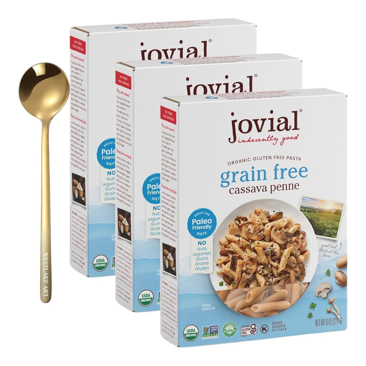 Cassava-Pasta,-0.55lb-Penne-Rigate,-Bundled-with-Westlake-586