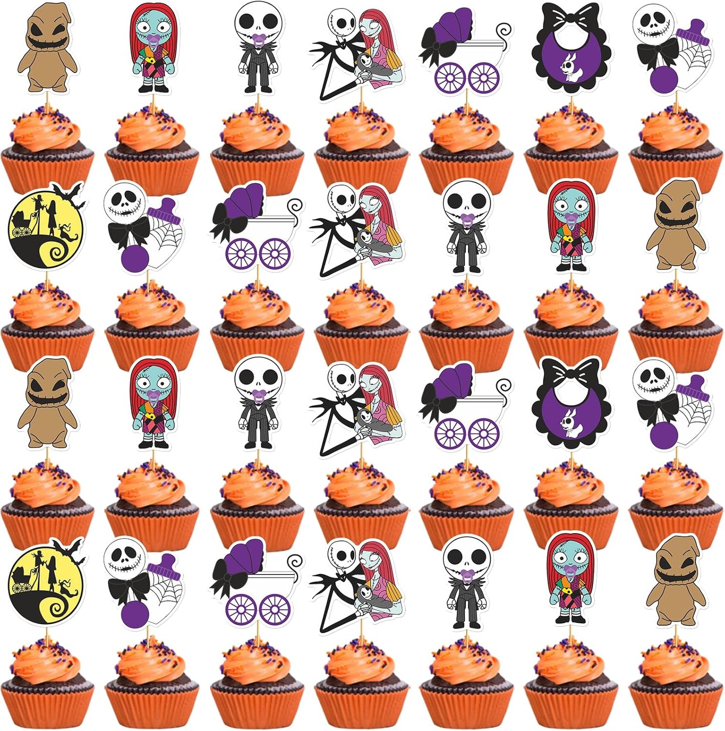 40Pcs-Nightmare-Before-Christmas-Baby-Shower-Cupcake-1558