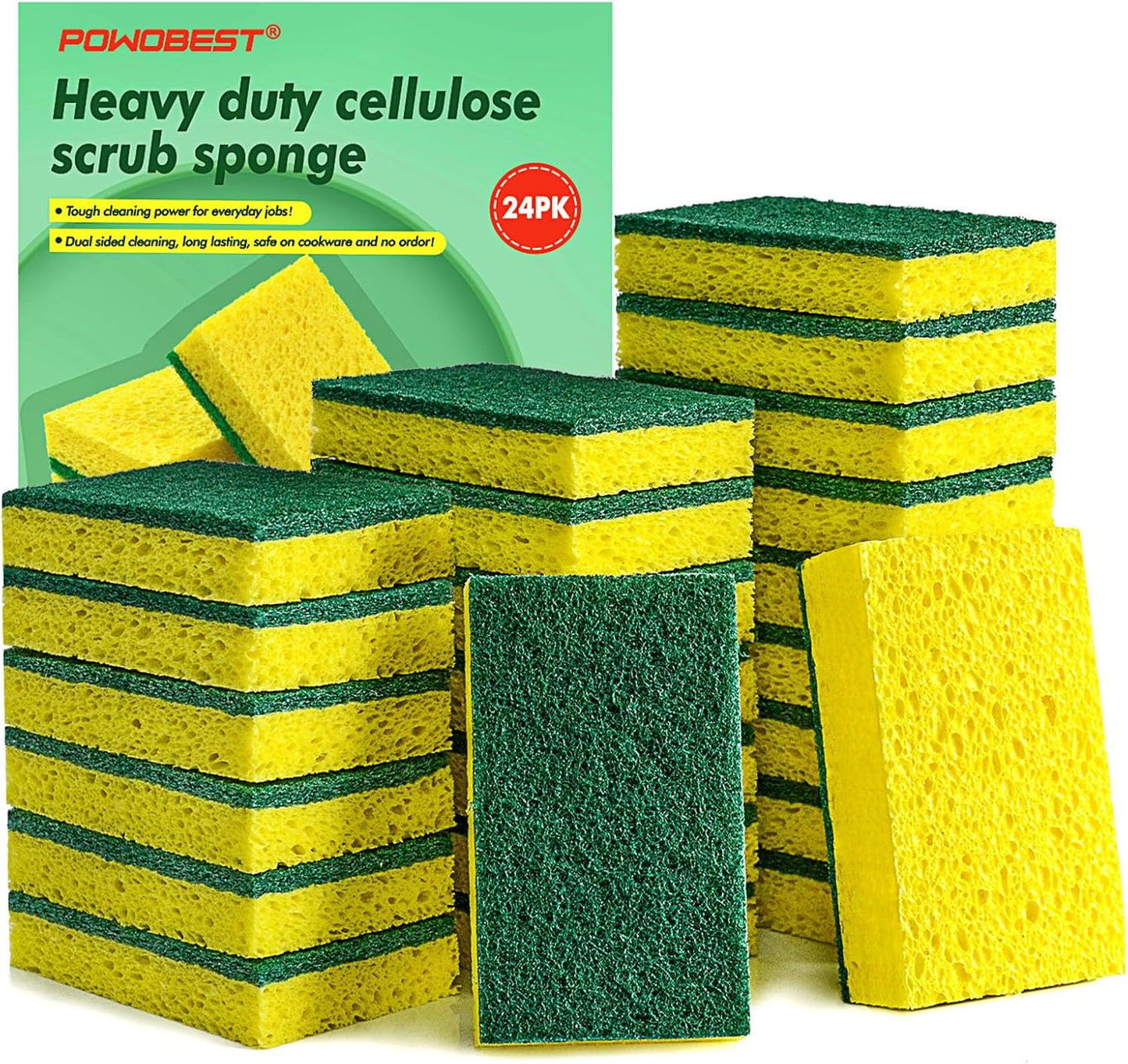 24-Pack-Multi-Purpose-Sponge-Pads,Heavy-Duty-Scrub-Sponges-Effective-Clean-2605