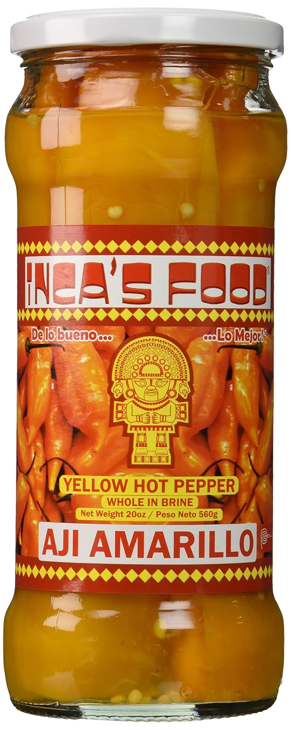 Inca's-Food,-Aji-Amarillo-Enteros-en-Salmuera,-Yellow-Hot-Pepper-Whole-in-501