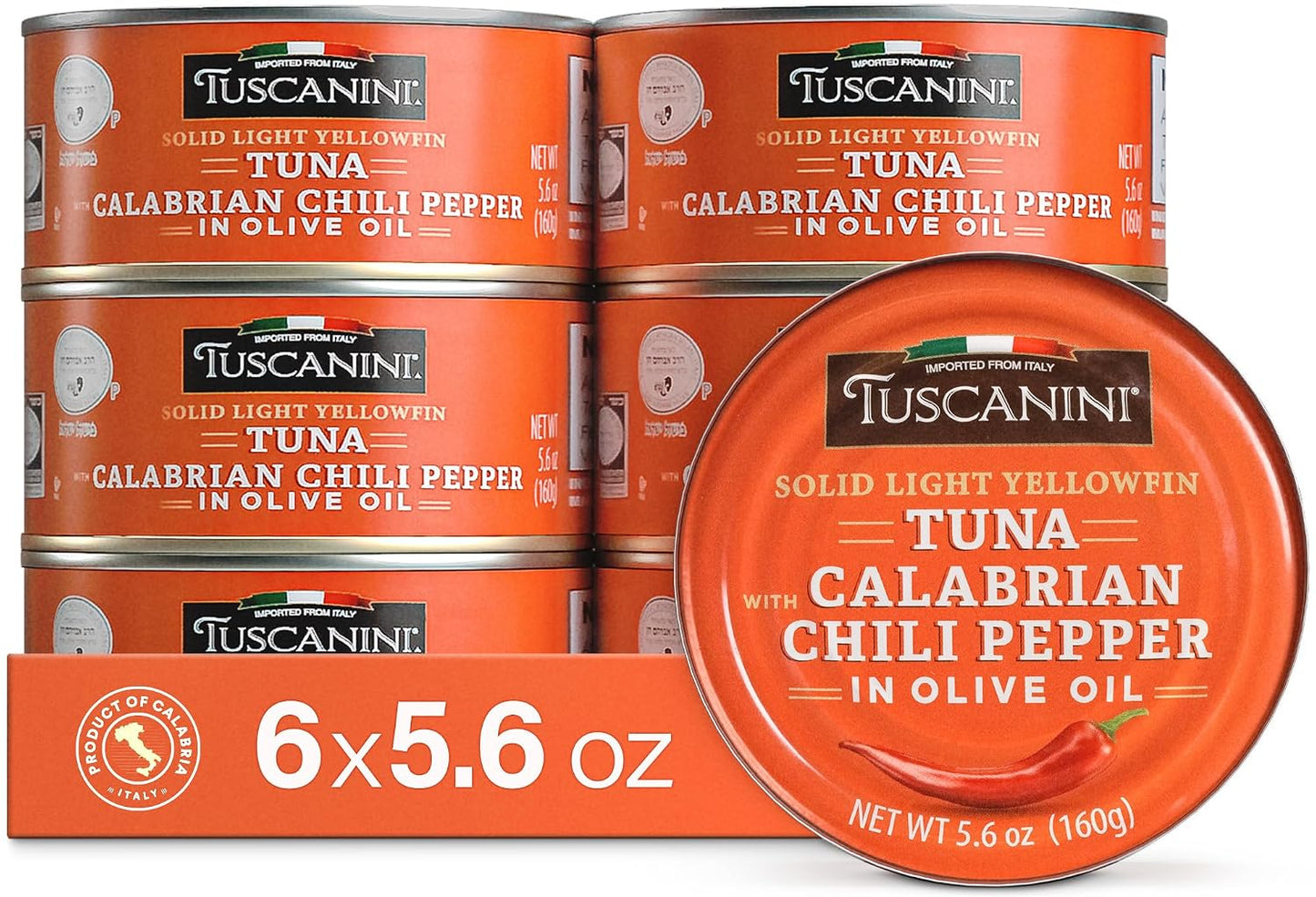 Tuscanini-Italian-Solid-Light-Yellowfin-Tuna-in-Olive-Oil-with-Calabrian-Chili-Peppers,-93
