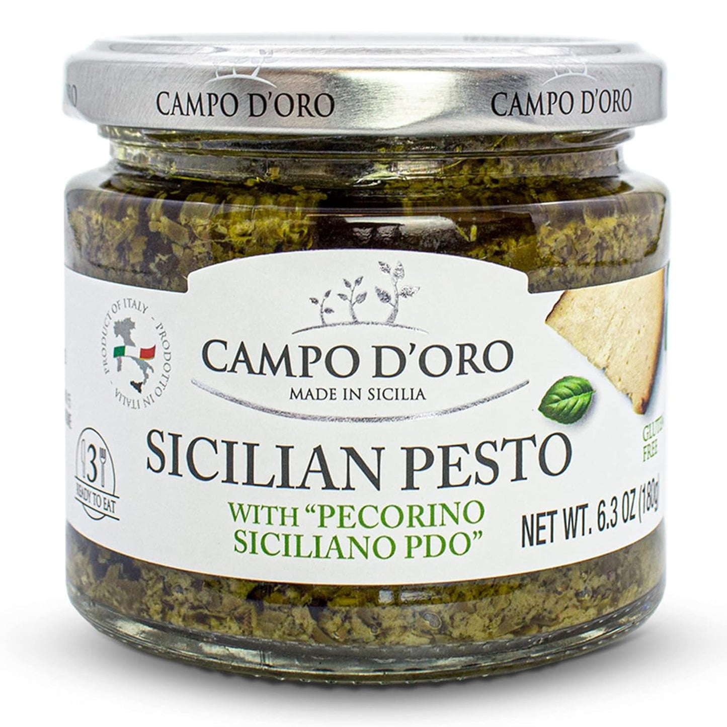 CAMPO-D'ORO---Basil-Pesto-with-Pecorino,-Sicilian-Creamy-Pesto-Recipe.-Net-1525