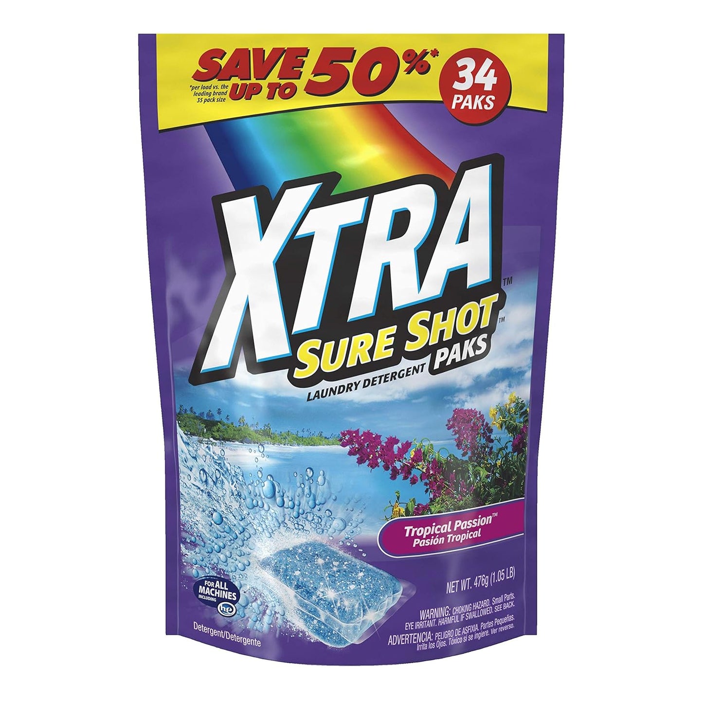 Xtra---94514-42833-Sure-Shot-Tropical-Passion-Laundry-Detegent-Paks,-155