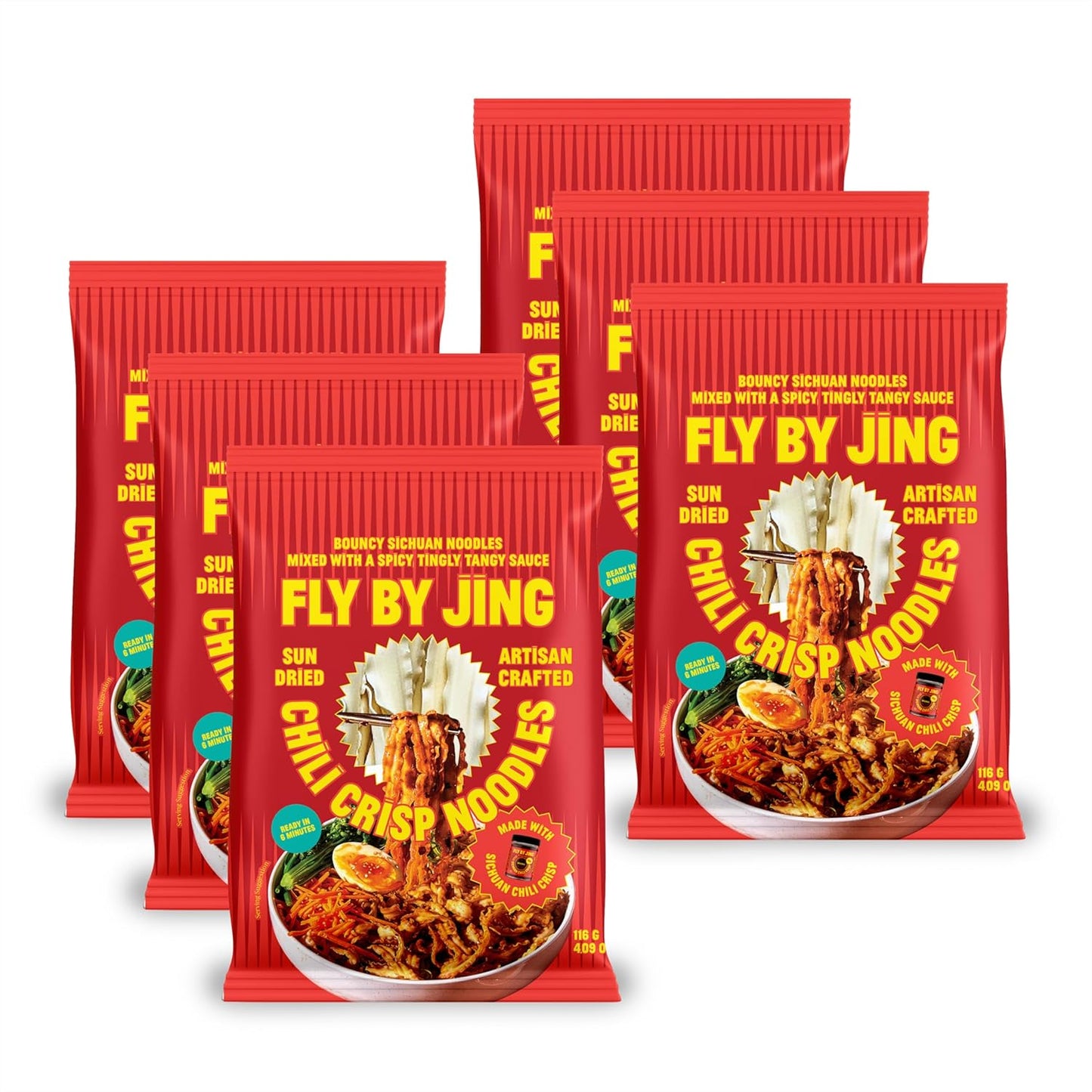 FLYBYJING Chili Crisp Noodles - Sun-Dried, Wavy and Full of Flavor, Re