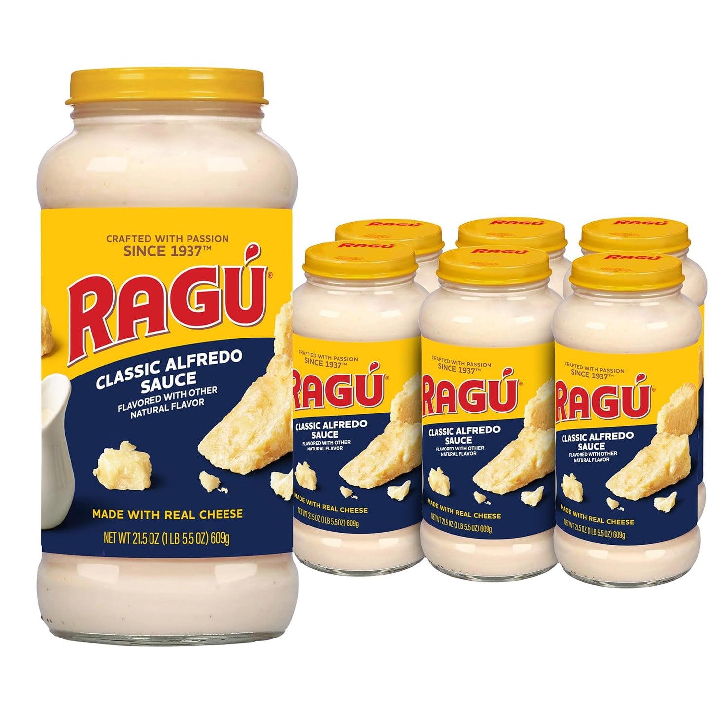 RAGÚ-Classic-Alfredo-Pasta-Sauce,-Made-with-Real-Cheese,-21.5-oz-(Pack-1822