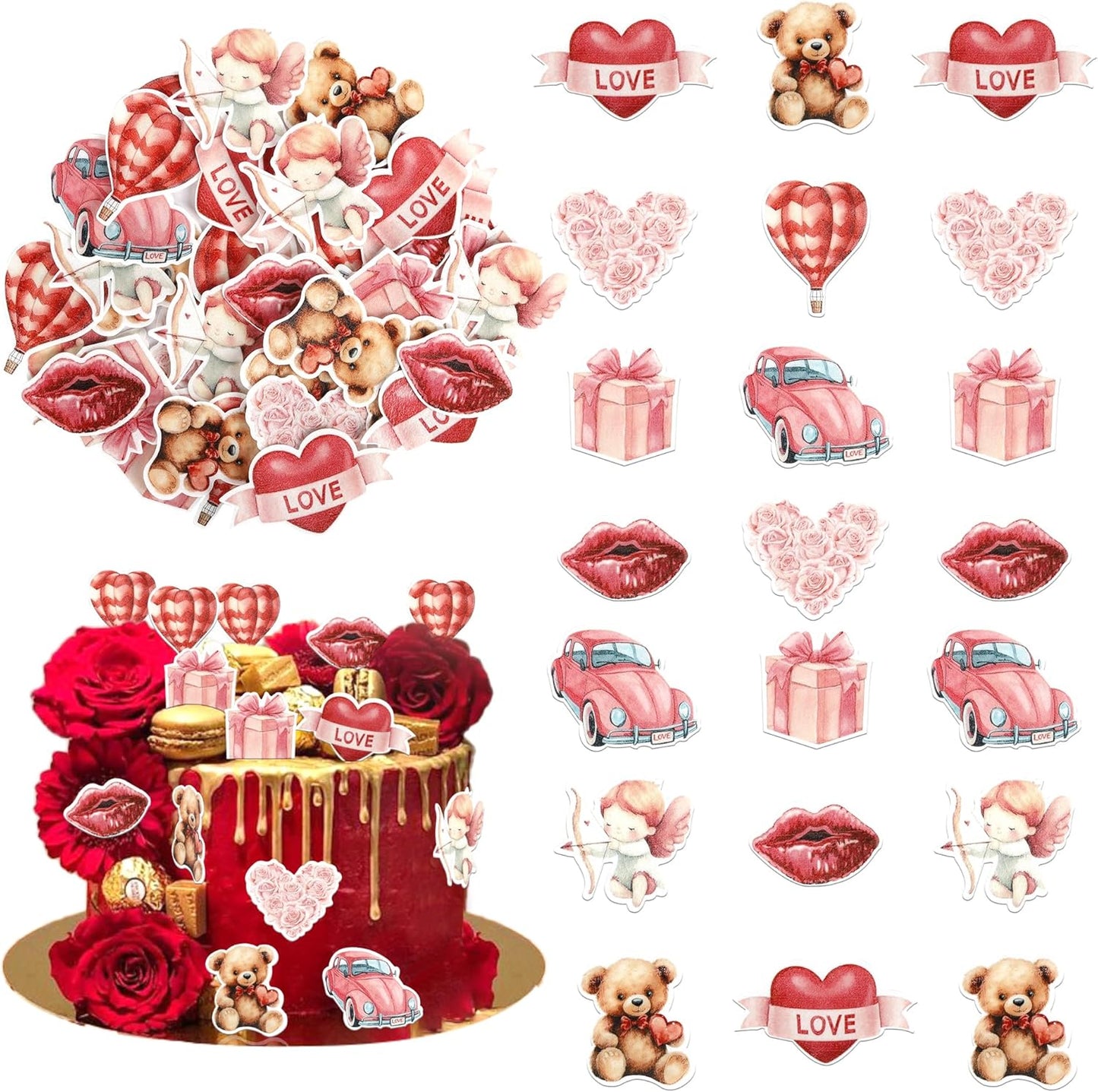 56-PCS-Edible-Valentine's-Day-Cupcake-Toppers-Sweet-Love-Heart-Bear-Be-Valentines-Decorations-173