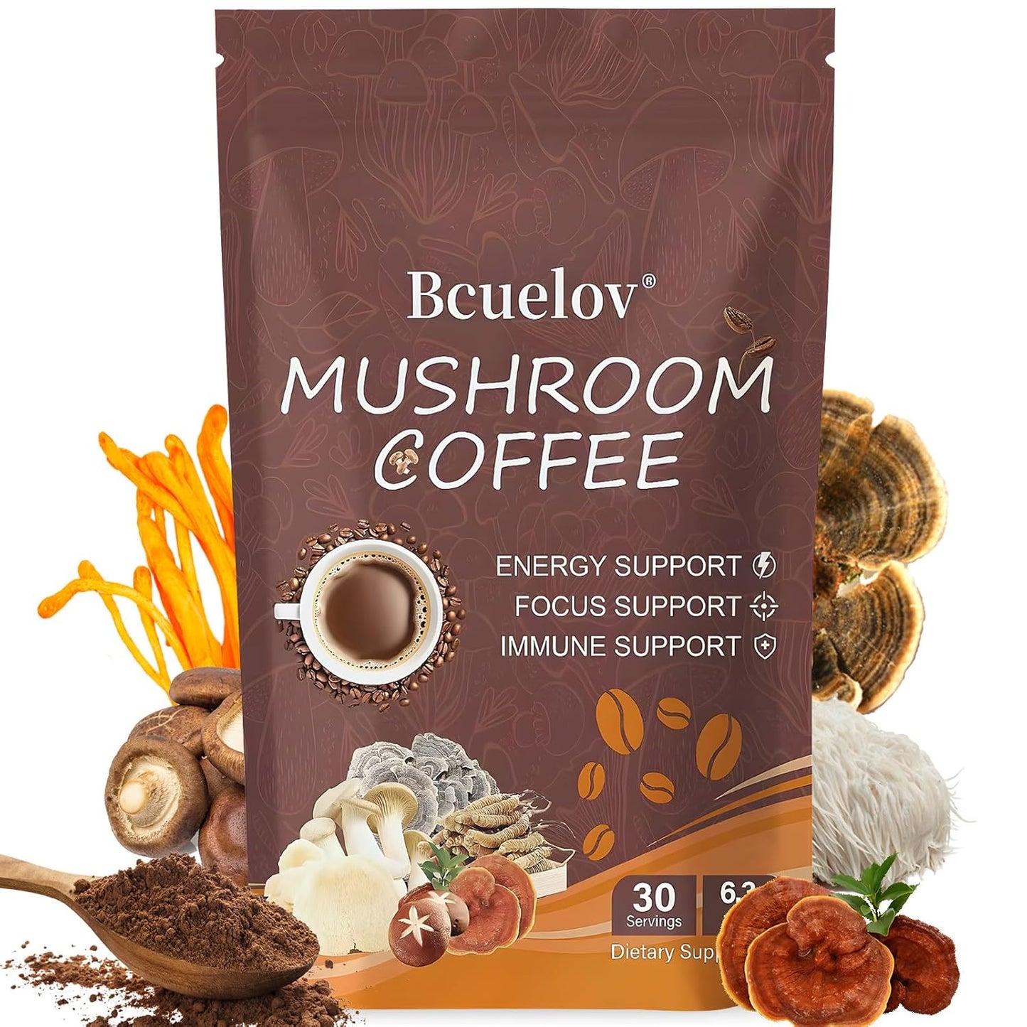 Mushroom-Coffee,Instant-Coffee-with-6-Adaptogenic-Mushrooms-(Cordyceps,-Lion’s-Mane,-Shiitake,-Turkey-Tail)-1797