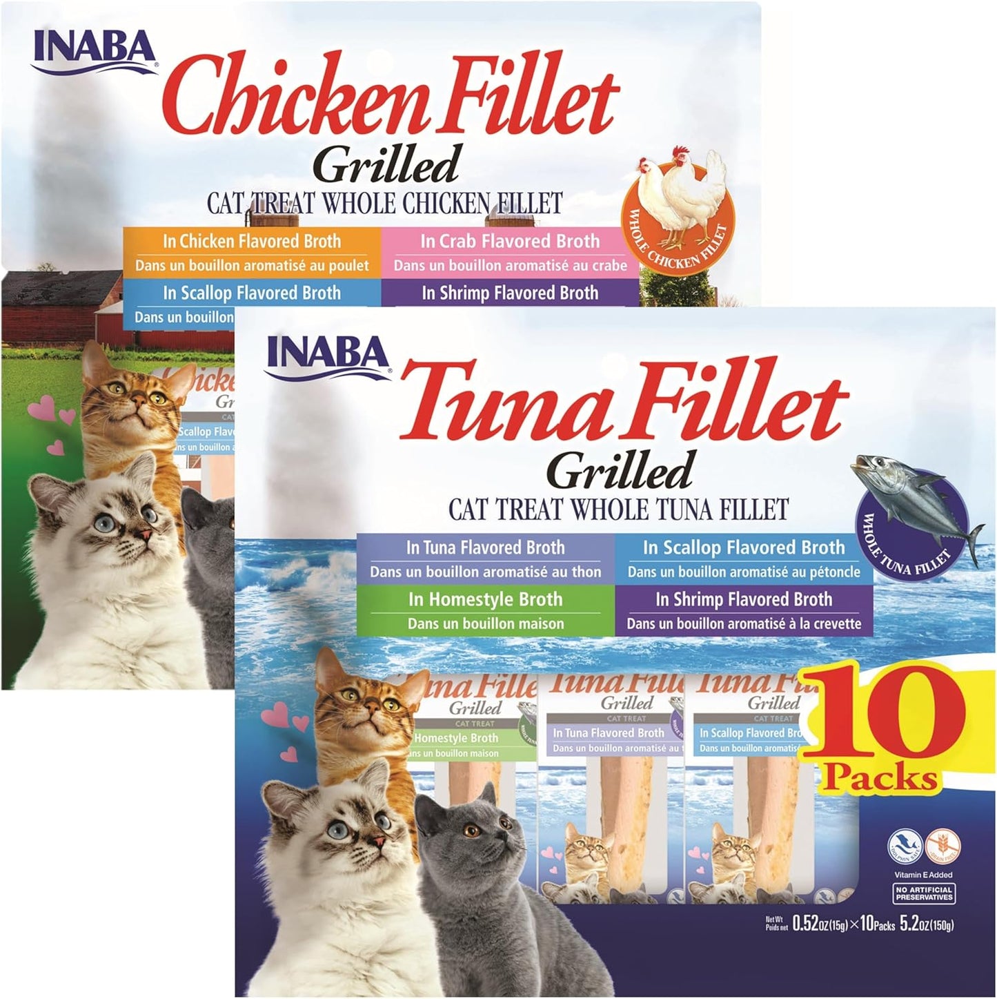 INABA-Natural,-Premium-Hand-Cut-Grilled-Tuna-and-Chicken-Fillets-Cat-Treat/Topper,-Fillet-Pack-8484