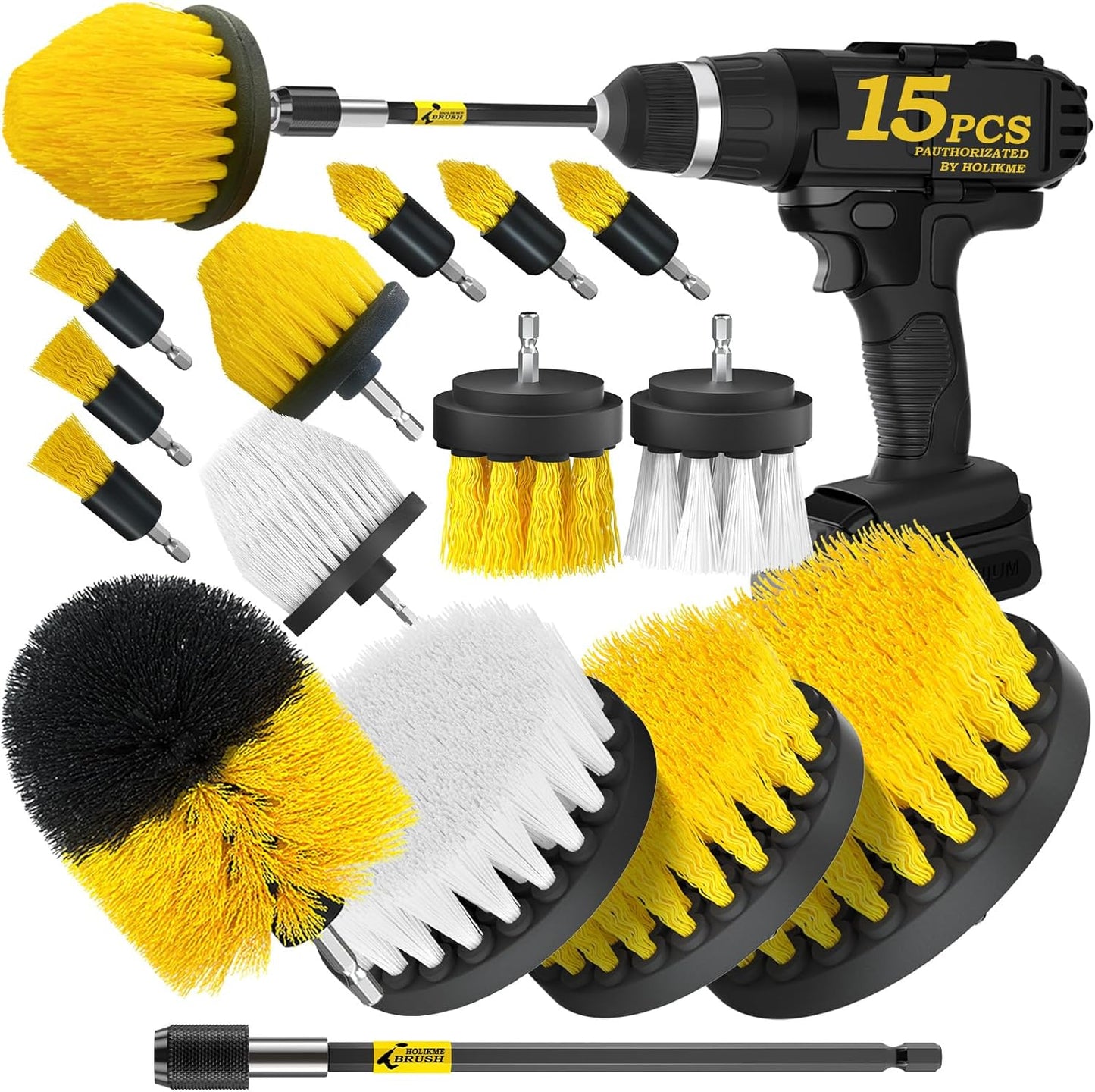 Holikme-15-Piece-Drill-Brush-Attachment-Set---Power-Scrubber,-Crevice,-1602