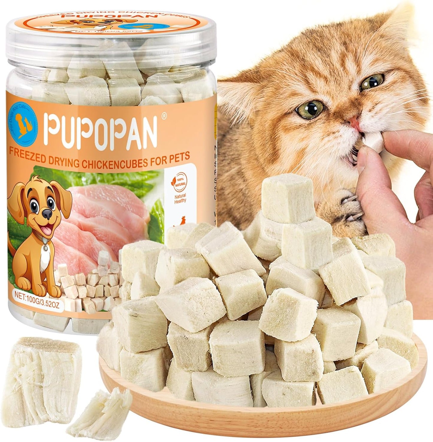 PuPoPan-Freeze-Dried-Chicken-Cat-Treats,-3.52-oz-Chicken-Cube-Snacks-for-Single-Chicken-Treat804
