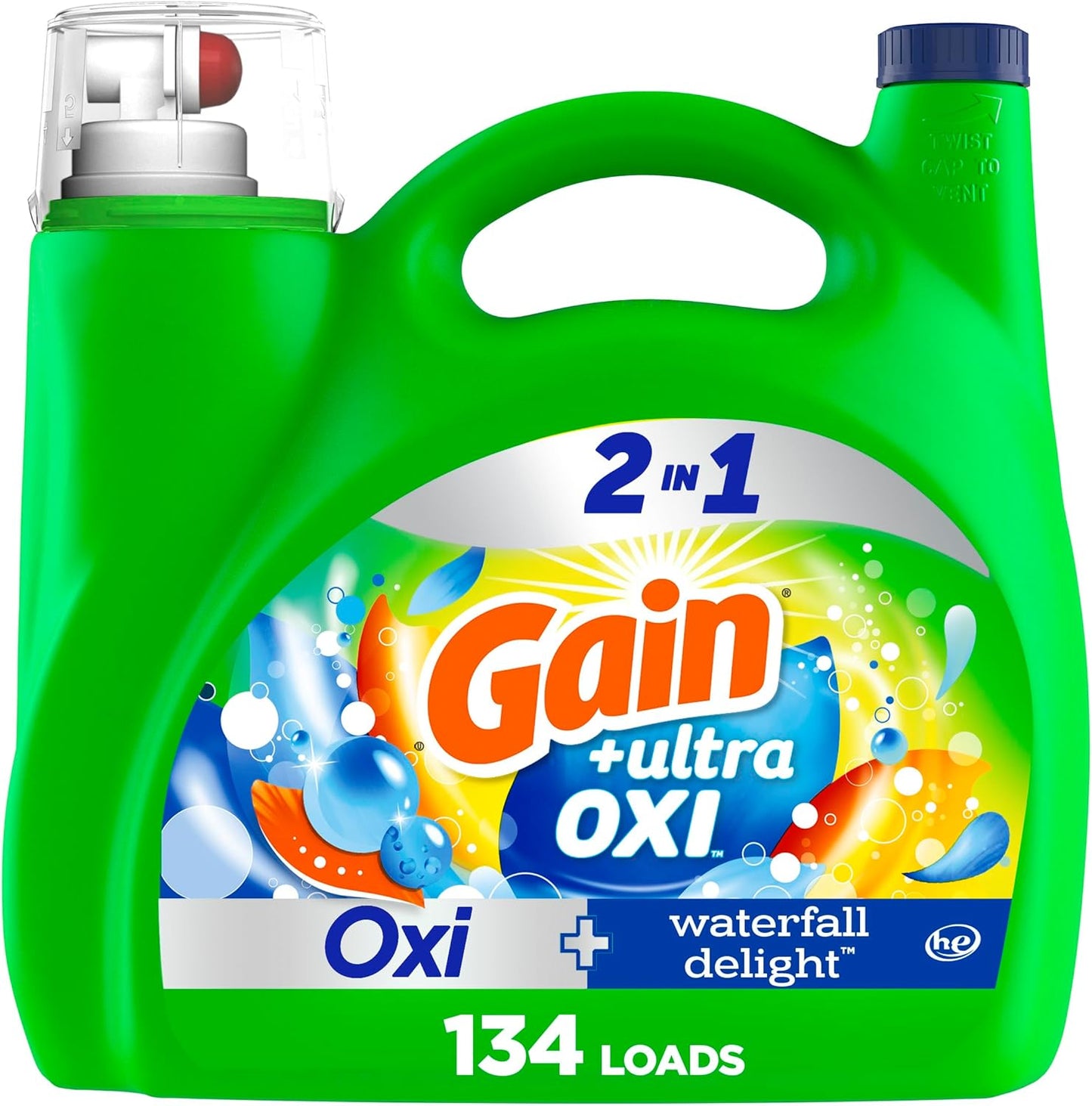 Gain-Ultra-Oxi-Liquid-Laundry-Detergent,-Waterfall-Delight,-134-Loads-3948