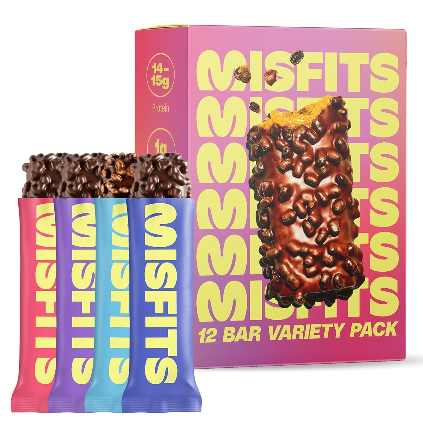 Misfits-Vegan-Protein-Bars-Variety-Pack-12pcs-|-14-15g-Protein,-No--Added-Sugar,-High-Snacks-2185