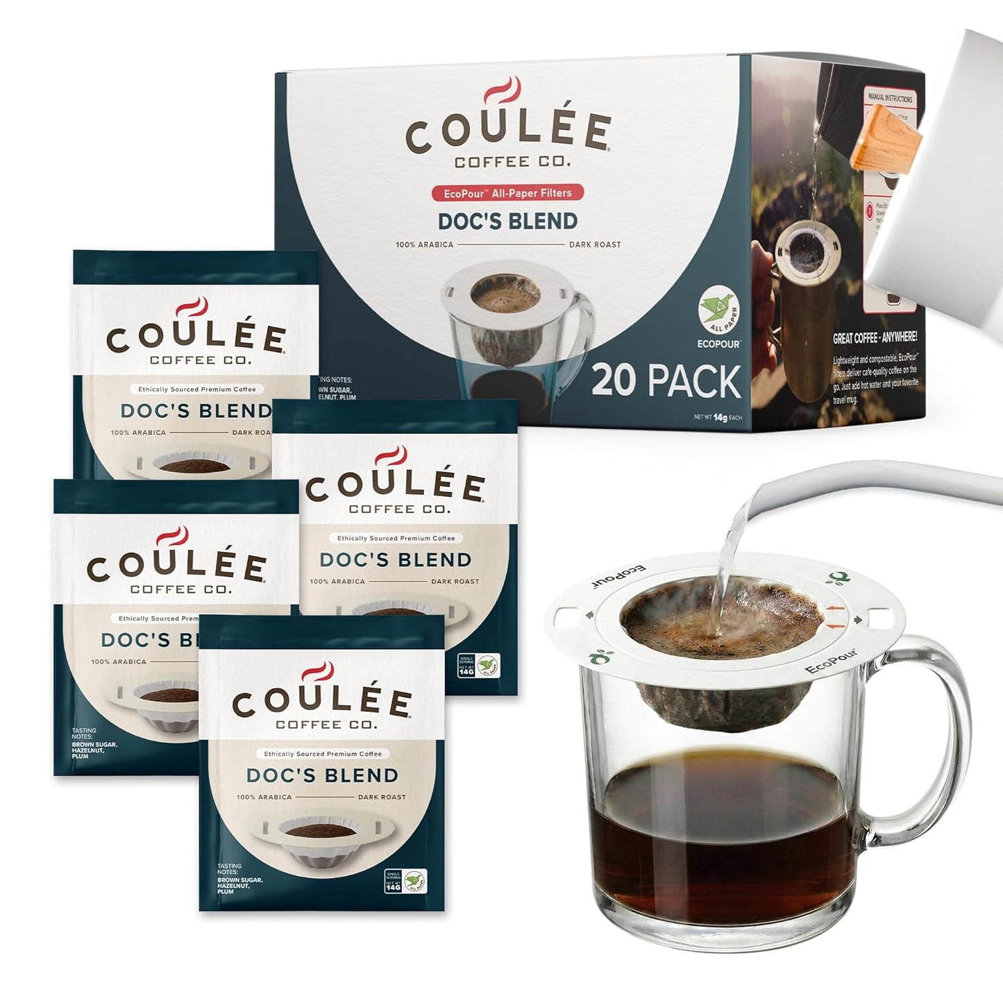 Coulée-EcoPour-Doc's-Blend-Coffee,-Single-Serve-Pour-Over-Arabic-Coffee,-Dark-Roast,-691