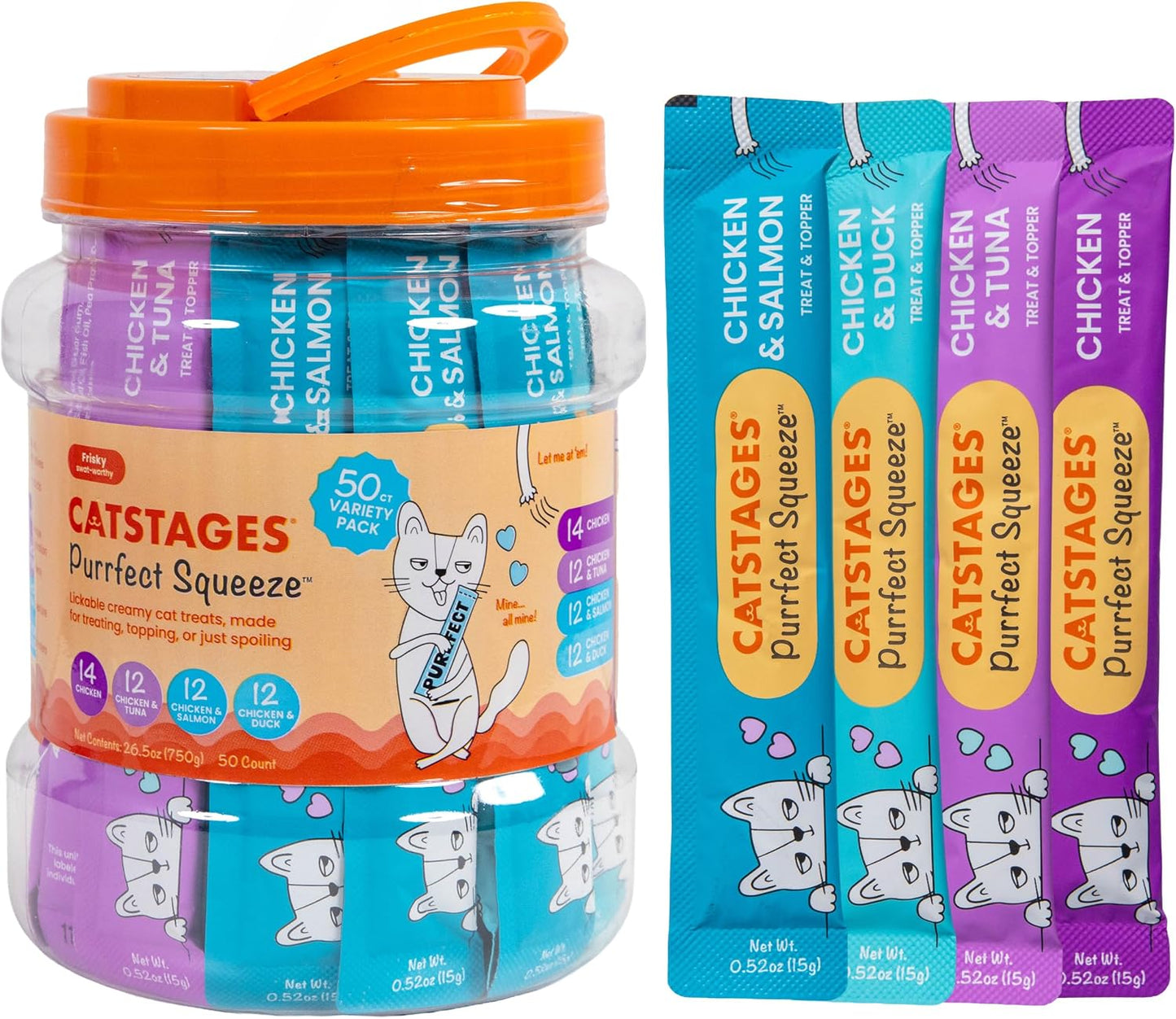 Catstages-Purrfect-Squeeze-Lickable-Wet-Cat-Treats,-Creamy-Purée-Treat-&-Topper,-Made-with-328