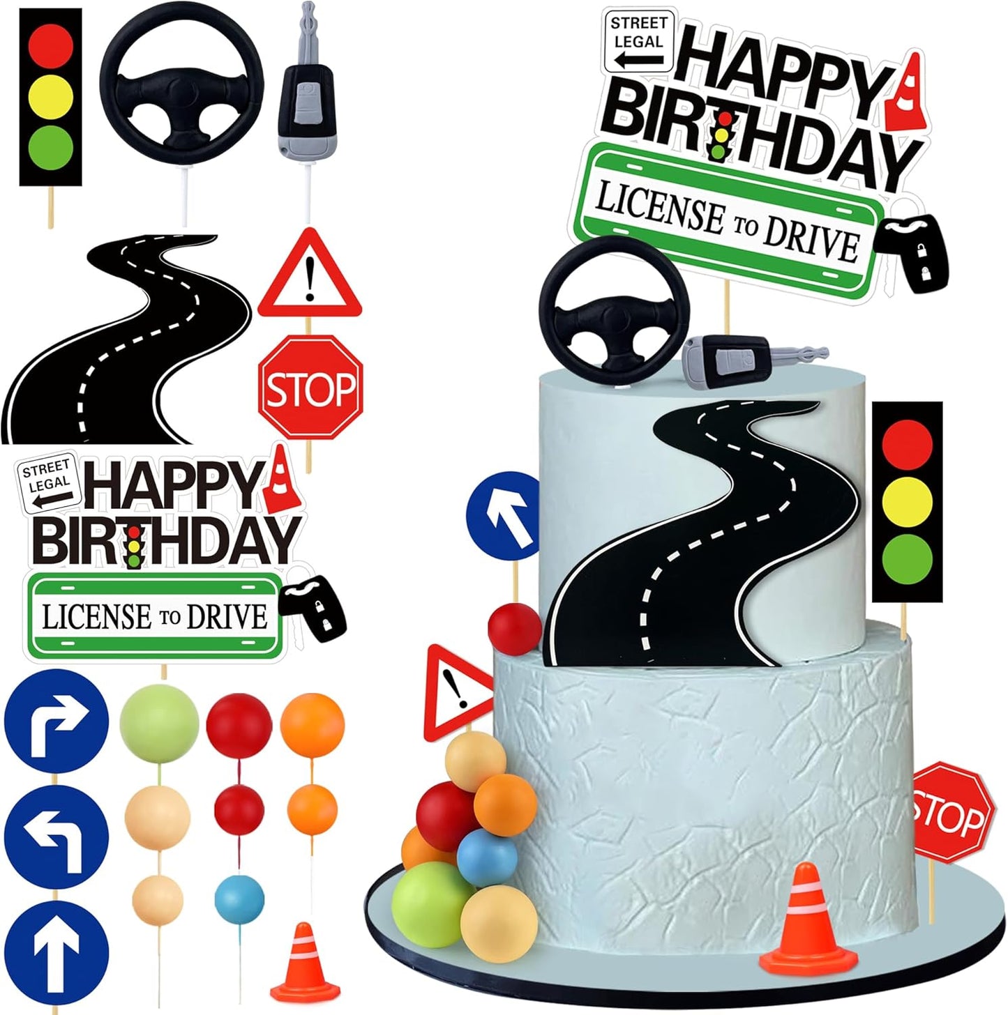 19Pcs-Driver-License-Cake-Topper-New-Driver-2779