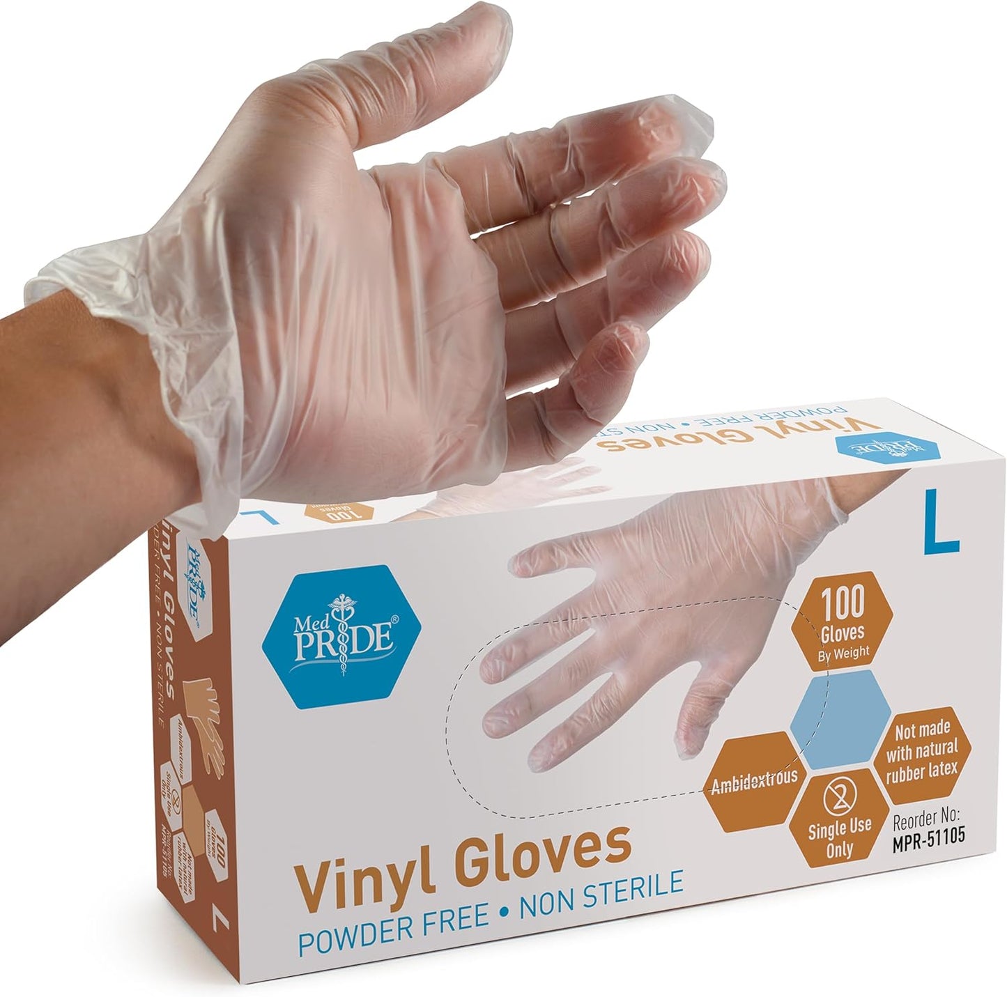 MedPride-General-Purpose-Powder-Free-Vinyl-Gloves,-Large,-Box/100---------------374