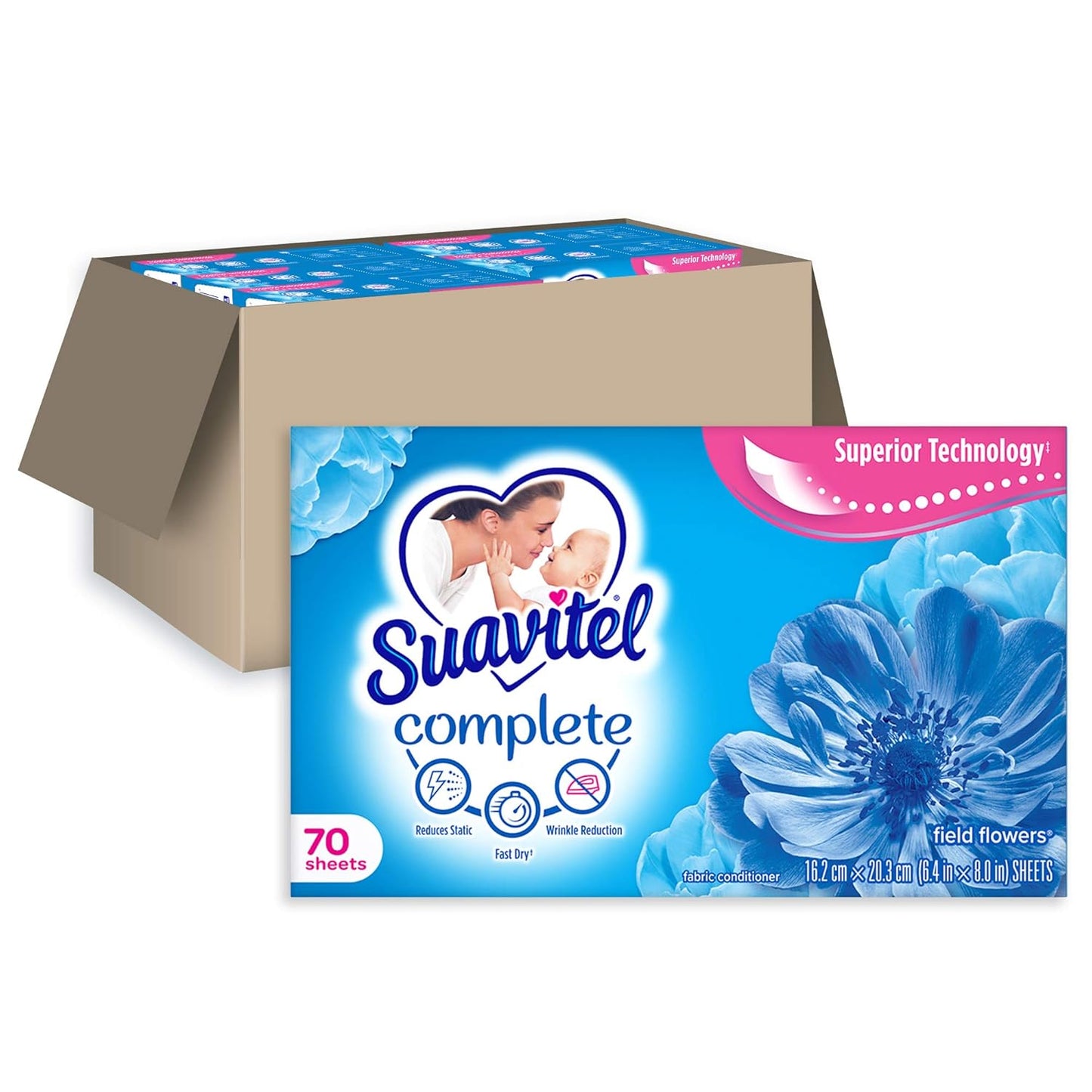 SUAVITEL-Complete-Dryer-Sheets,-Field-Flowers,-420-Sheets-Total-(70-Sheets|Case-of-1168