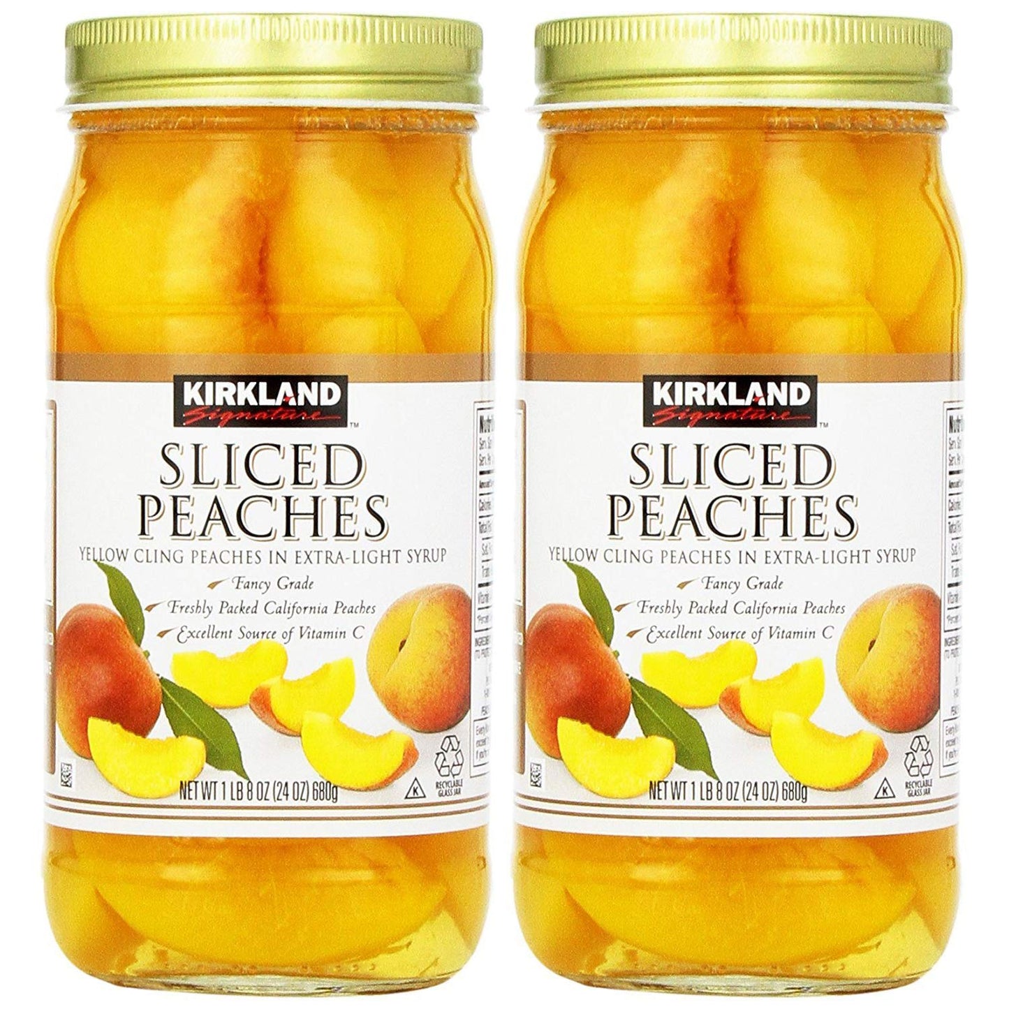 Kirkland-Signature-Sliced-Peaches,-24oz-Glass-Jar-(Pack-of-2,-Total-of-48-123