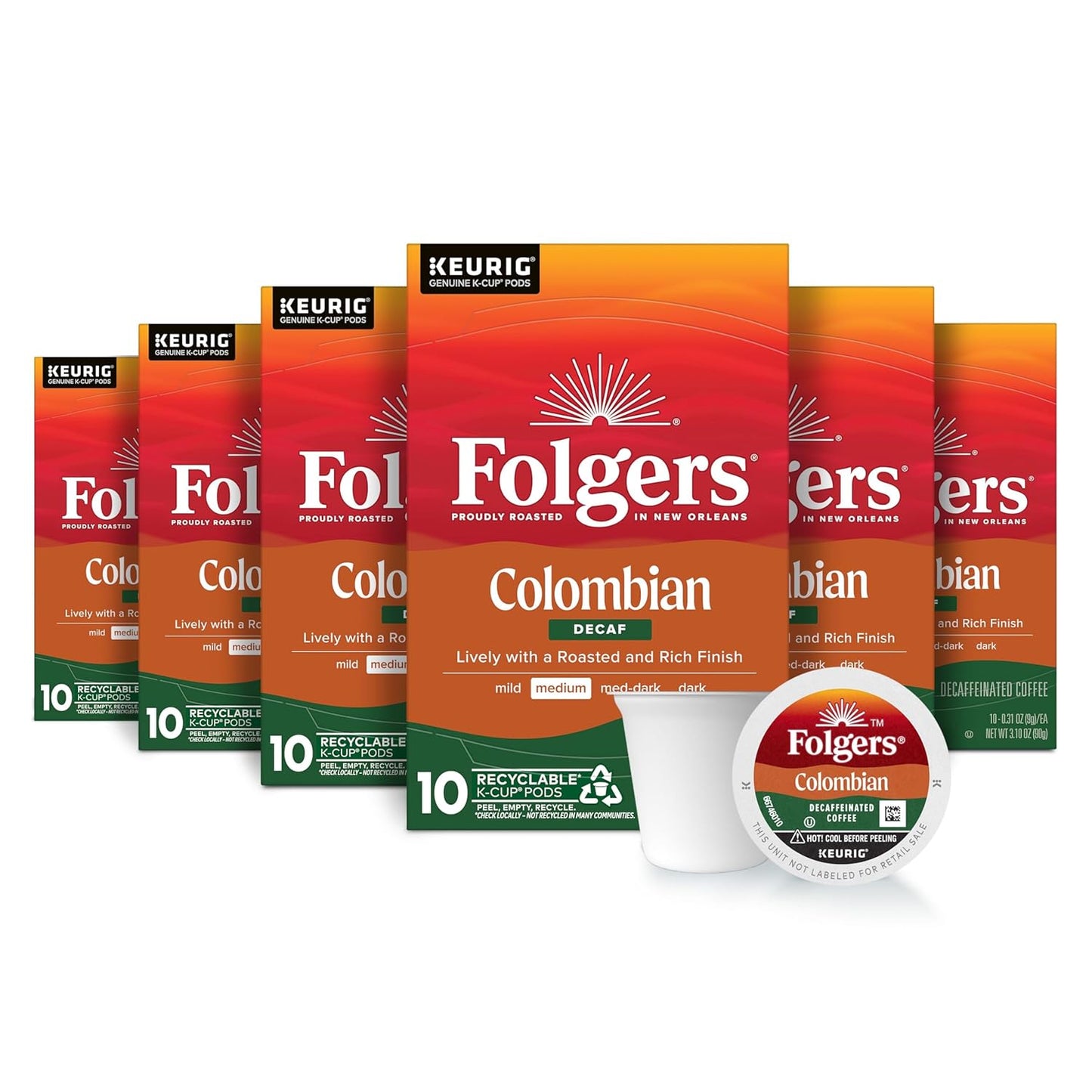 Folgers-Colombian-Decaf-Coffee,-Medium-Roast,-Keurig-K-Cup-pods,-10-Count-Box-(Pack-2803