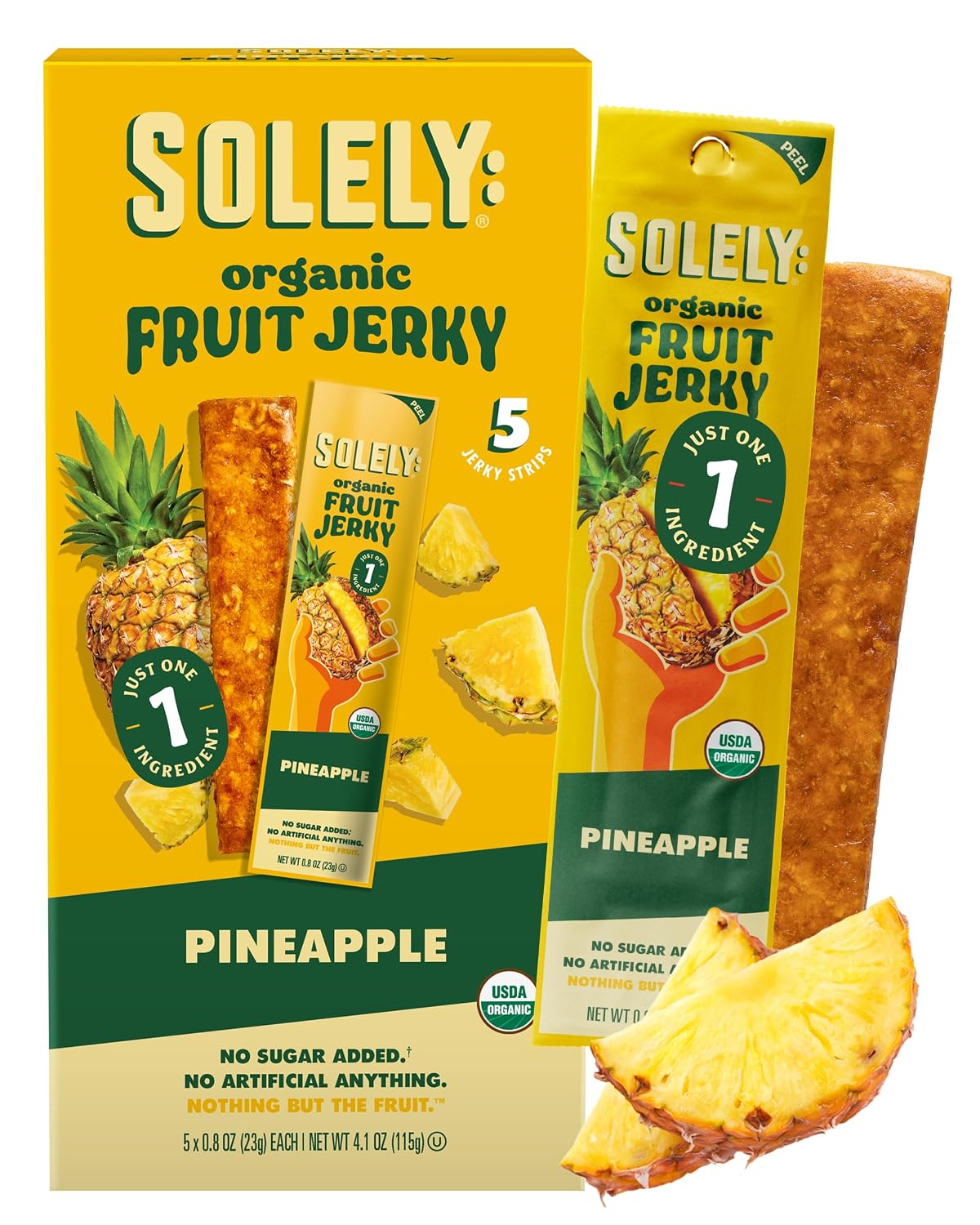SOLELY---Organic-Pineapple-Fruit-Jerky---5-Individually-Wrapped-Strips----Fruit-Leather-from-70