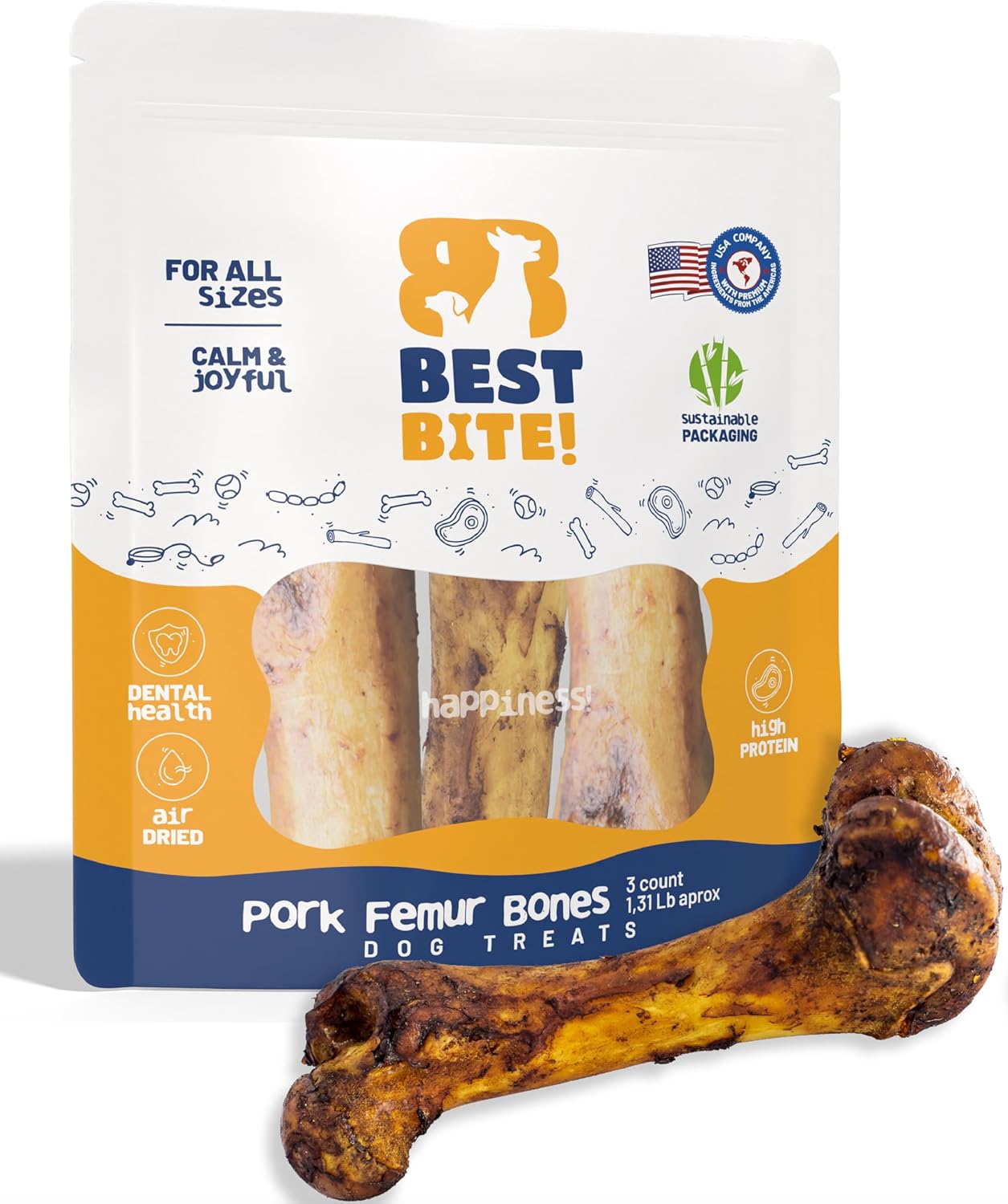 6"-Pig-Femur-Bones-for-Dogs-(3-Pack)-–-2063