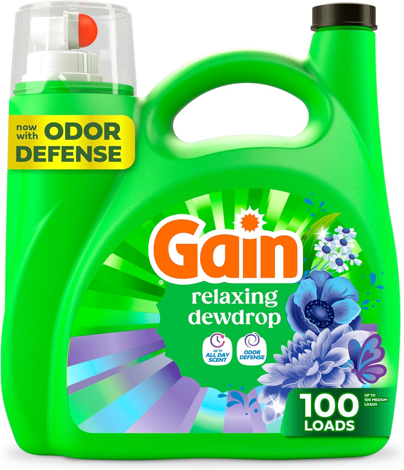 Gain-Liquid-Laundry-Detergent,-Now-with-Odor-Defense,-Relaxing-Dewdrop-Scent,-132-1384
