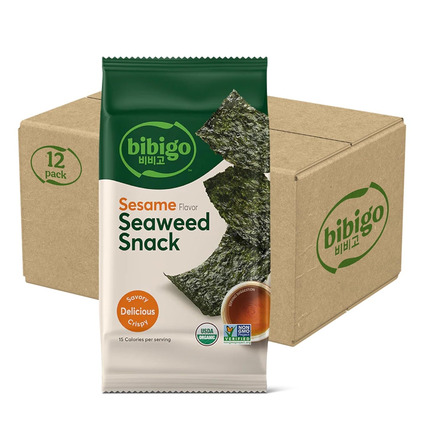 Bibigo-Seaweed-Snack,-Sesame-Flavor,-Non-GMO,-Gluten-Free,-0.35-Ounces-(Pack-12)---890
