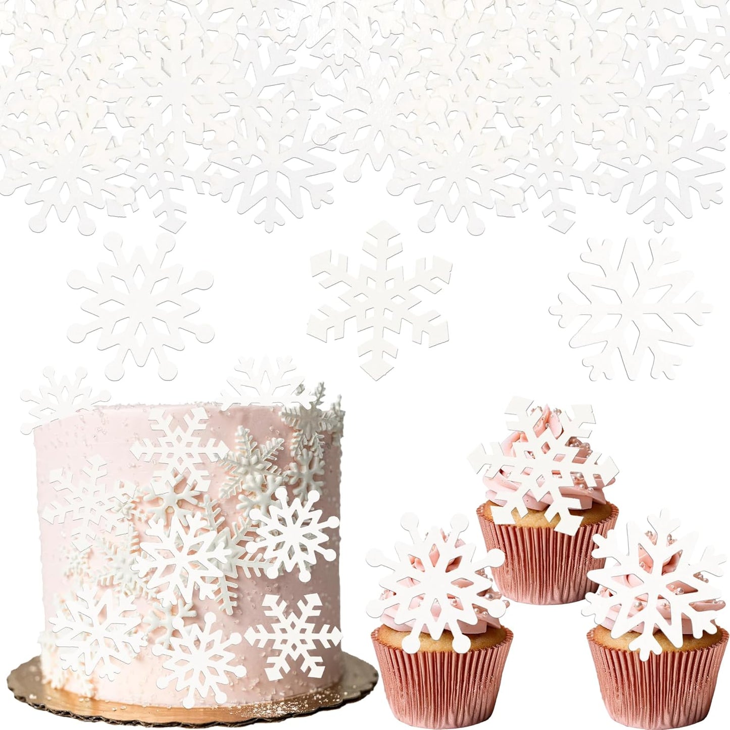 Gyufise-60Pcs-Edible-Snowflake-Cupcake-Toppers-Winter-Cupcake-Picks-Snowflake-Wafer-Paper-Frozen-Baby-1679