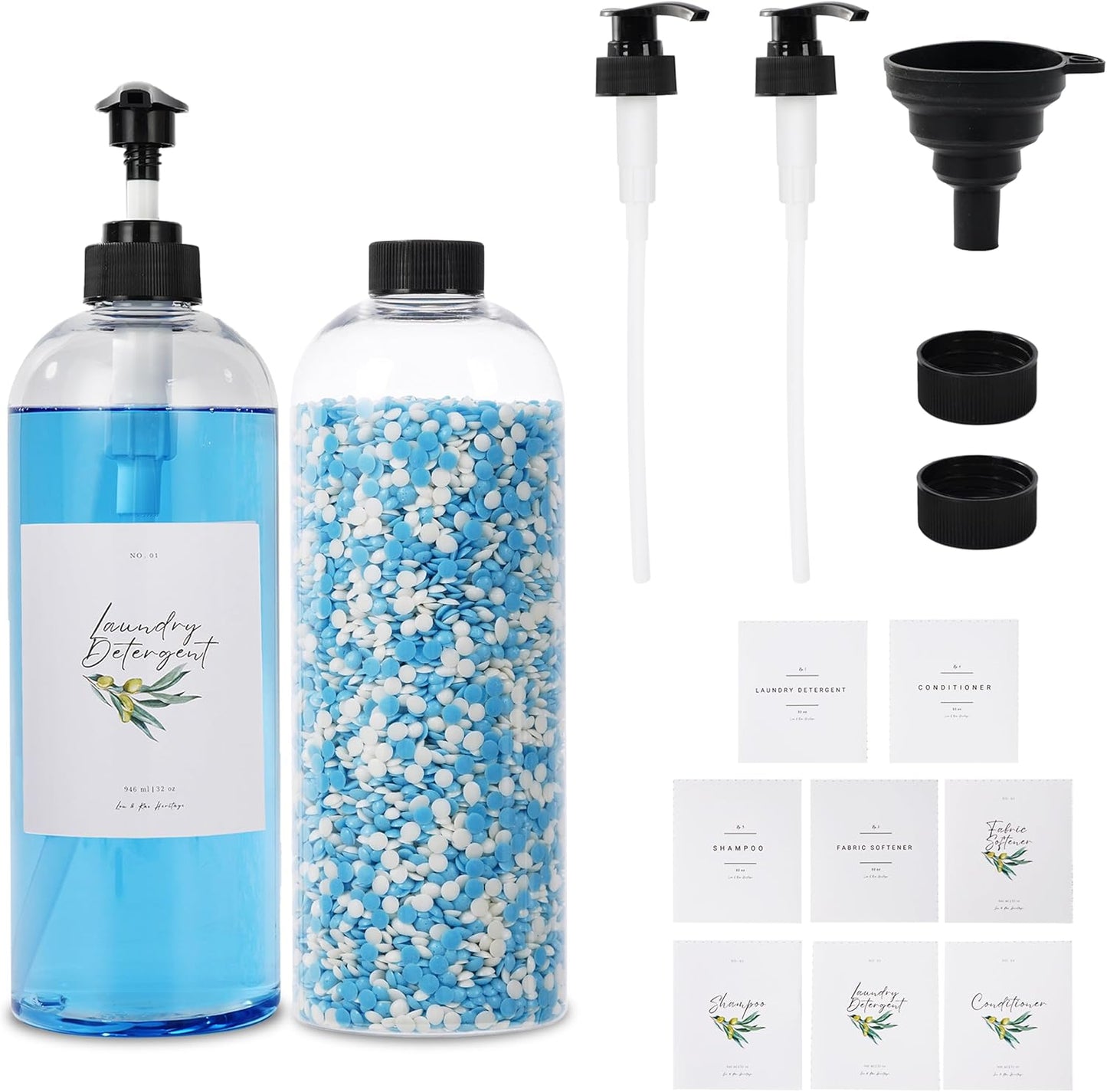 Laundry-Detergent-Dispenser-Set-w/-8-Waterproof-Labels---2-850