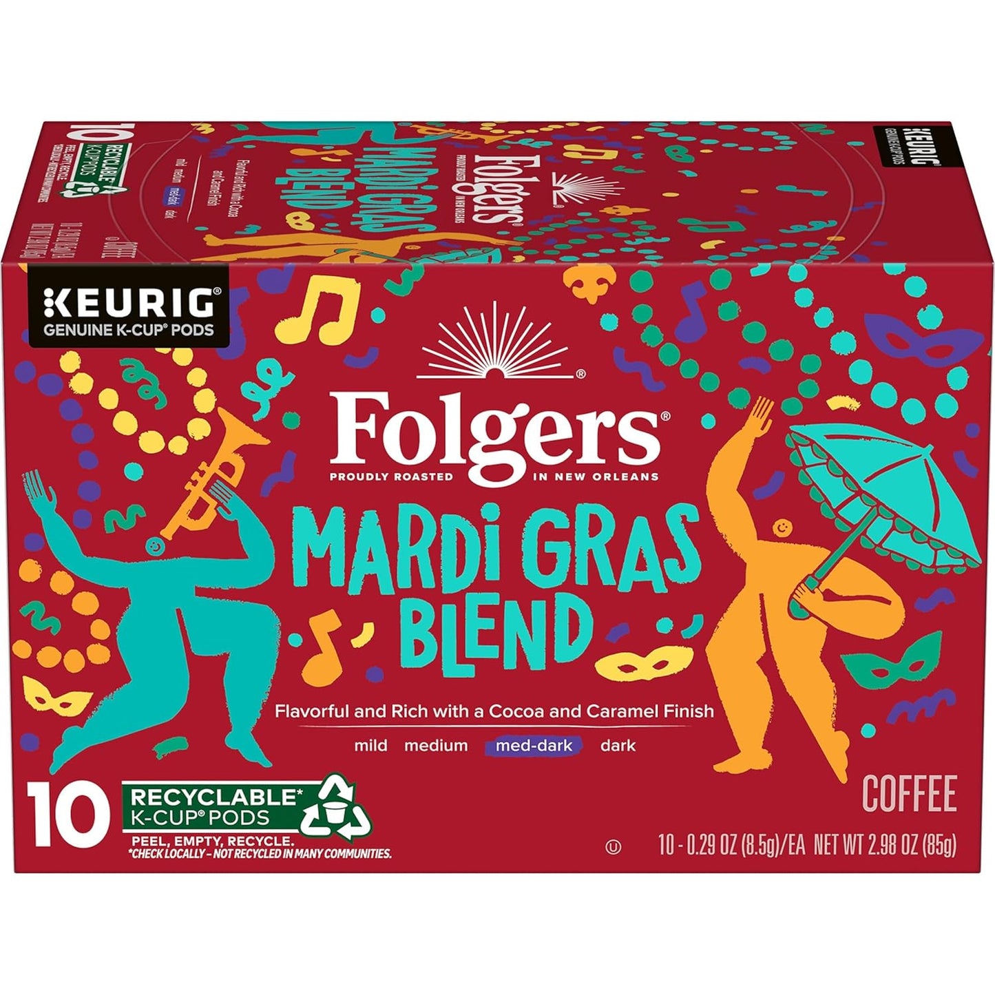Folgers-Mezcla-Mardi-Gras-Café-tostado-medio-oscuro,-cápsulas-Keurig-K-Cup,-de297
