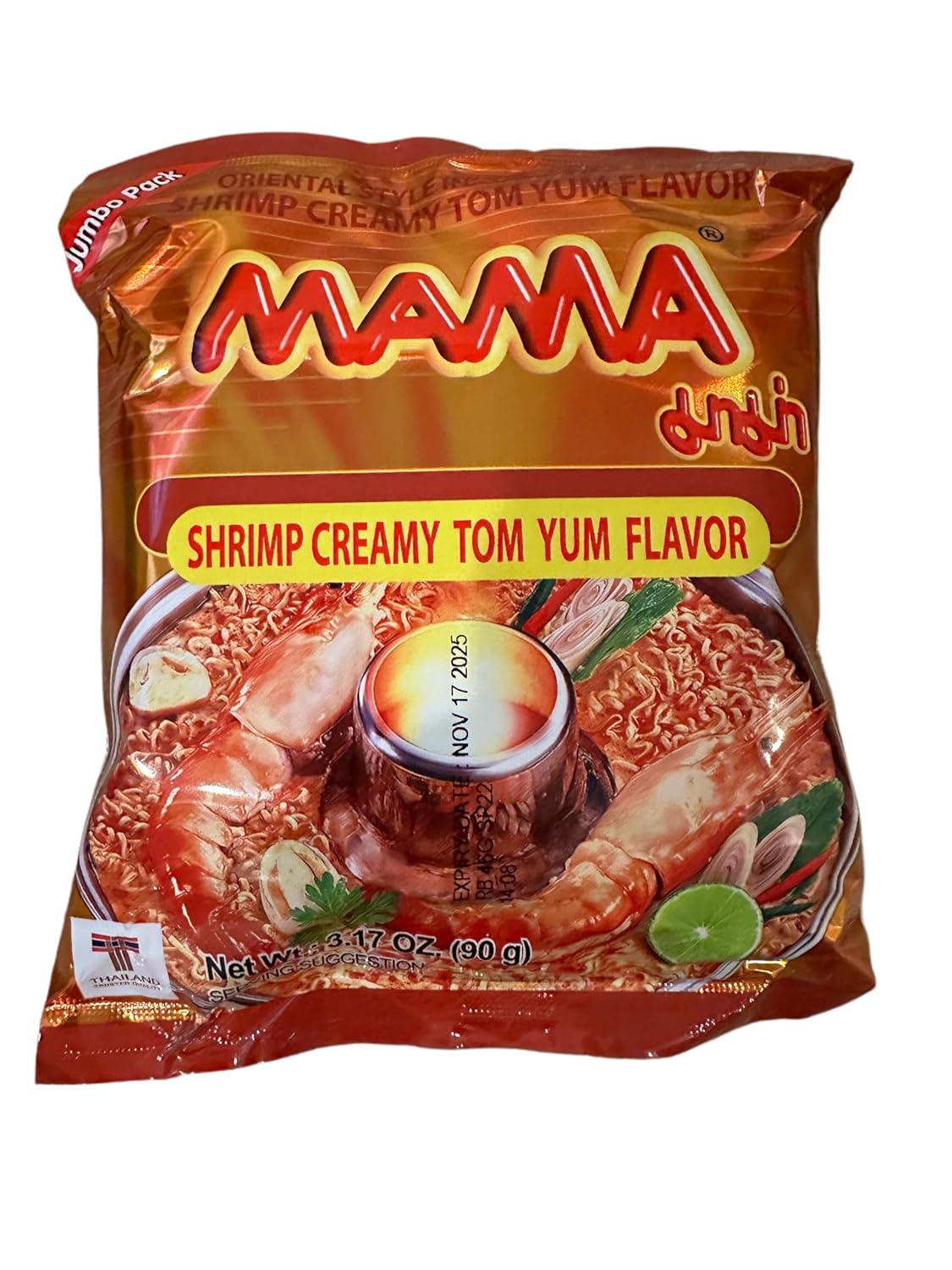 Mama-Instant-Noodle,-cremoso-sabor-picante-Tom-Yum,-3.17-onzas--(paquete-40